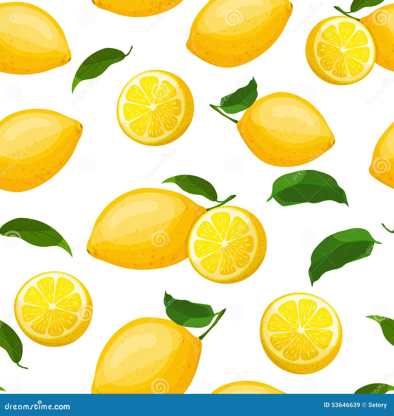 Seamless Pattern with Lemons Stock Vector - Illustration of green ...