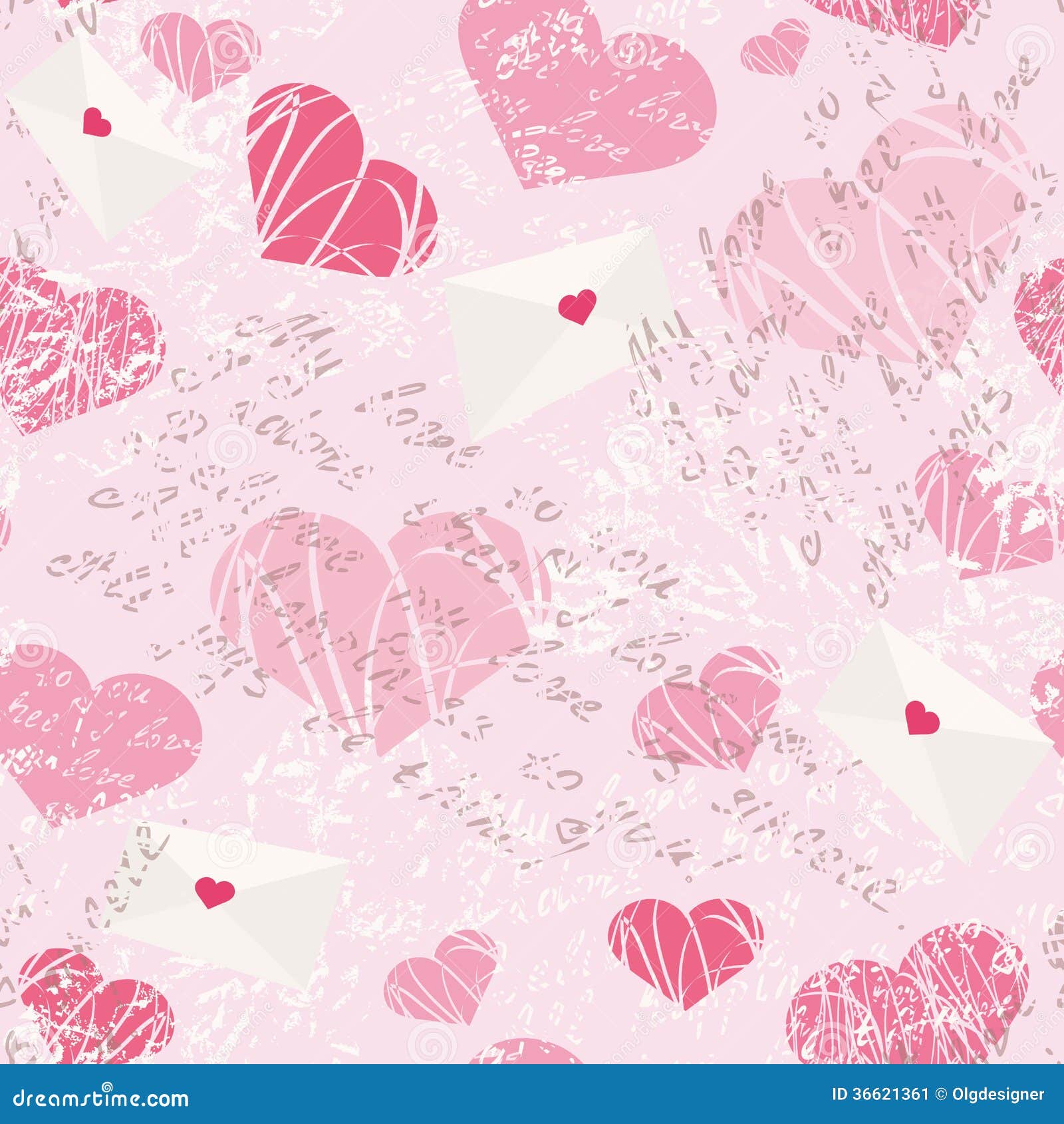 Seamless Pattern with Letters and Hearts Stock Vector - Illustration of ...