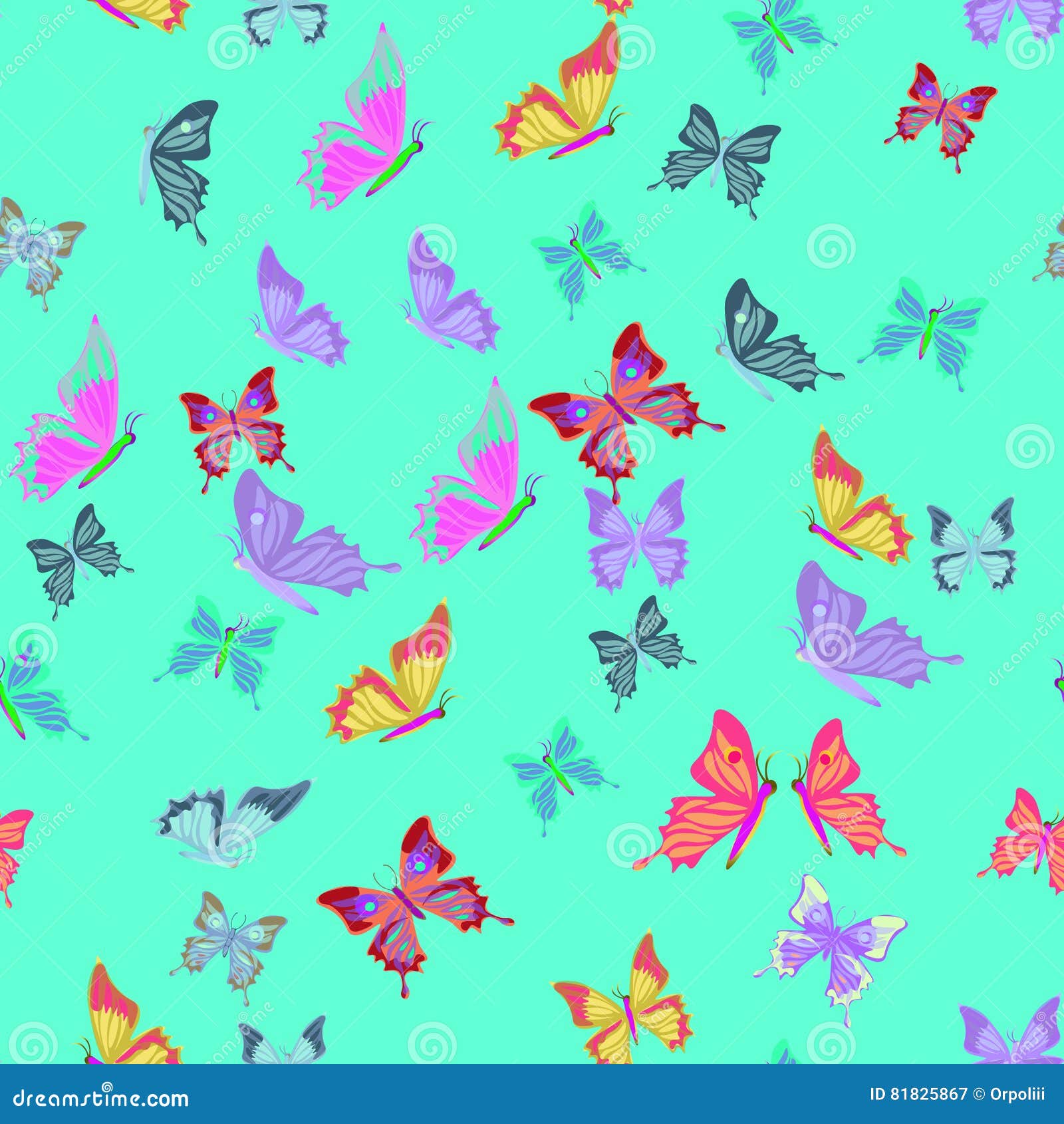 Seamless Pattern Lovely Multicolored Butterflies Fly. Vector Ill Stock Vector Illustration of