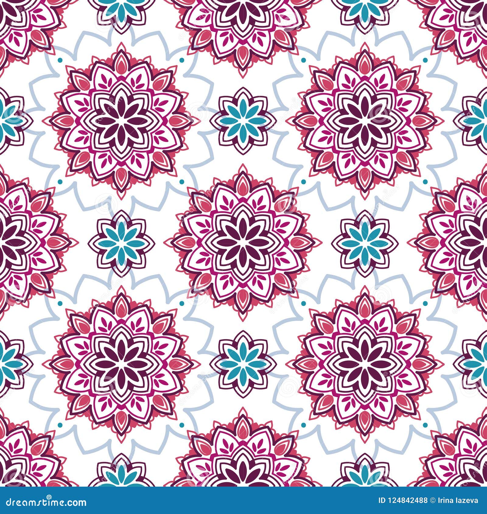 Seamless Pattern With Madala Ornament Stock Vector Illustration Of Bohemian Native 124842488 