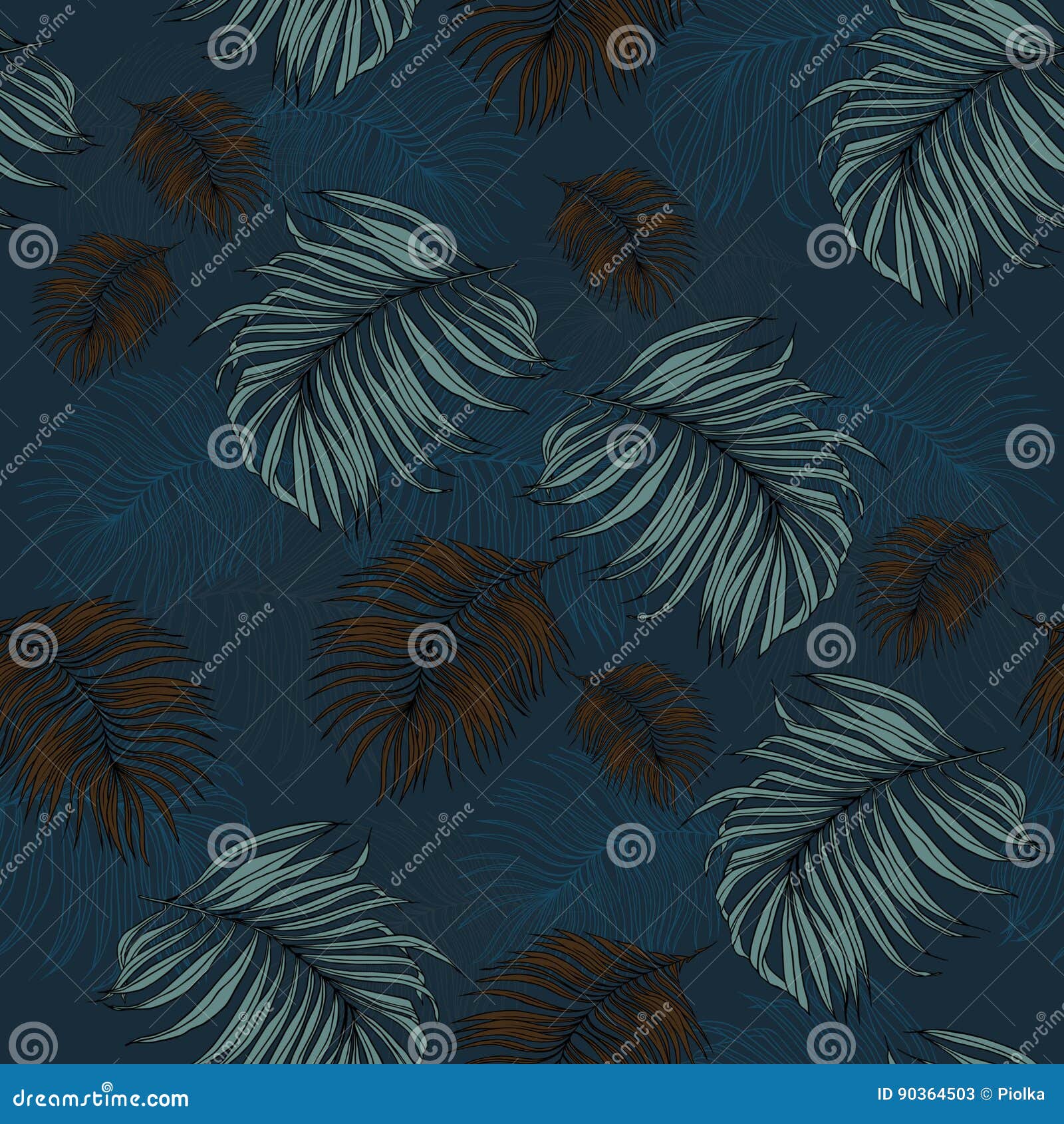 Seamless Pattern Made from Tropical Palm Leaves Stock Illustration