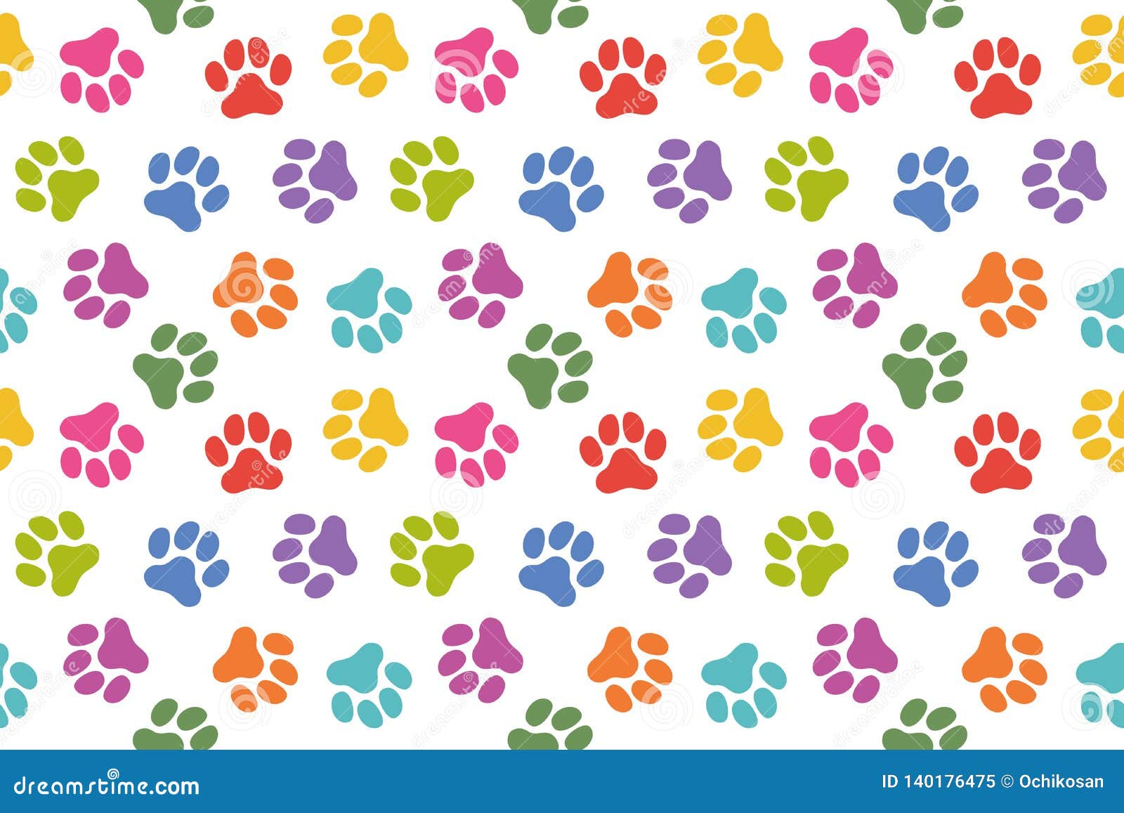 Dog Paw Prints Seamless Pattern Vector Stock Vector - Illustration of