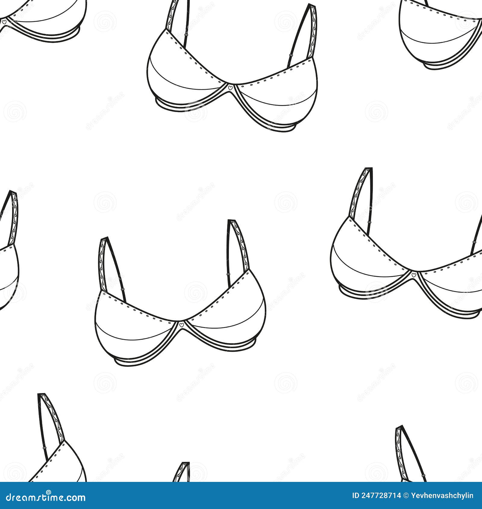 Seamless Pattern of Monochrome Brassiere Illustration Vector