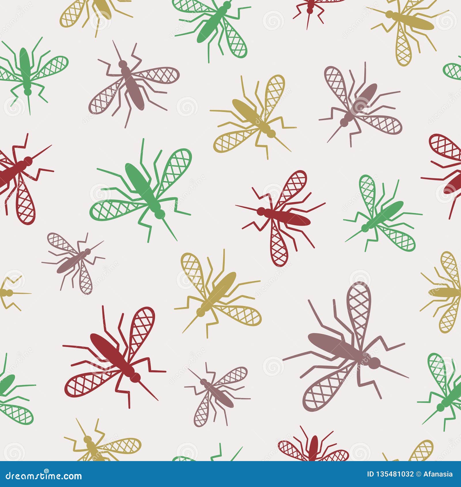 Seamless Pattern with Mosquito. Vector Background, Textile, Fabric