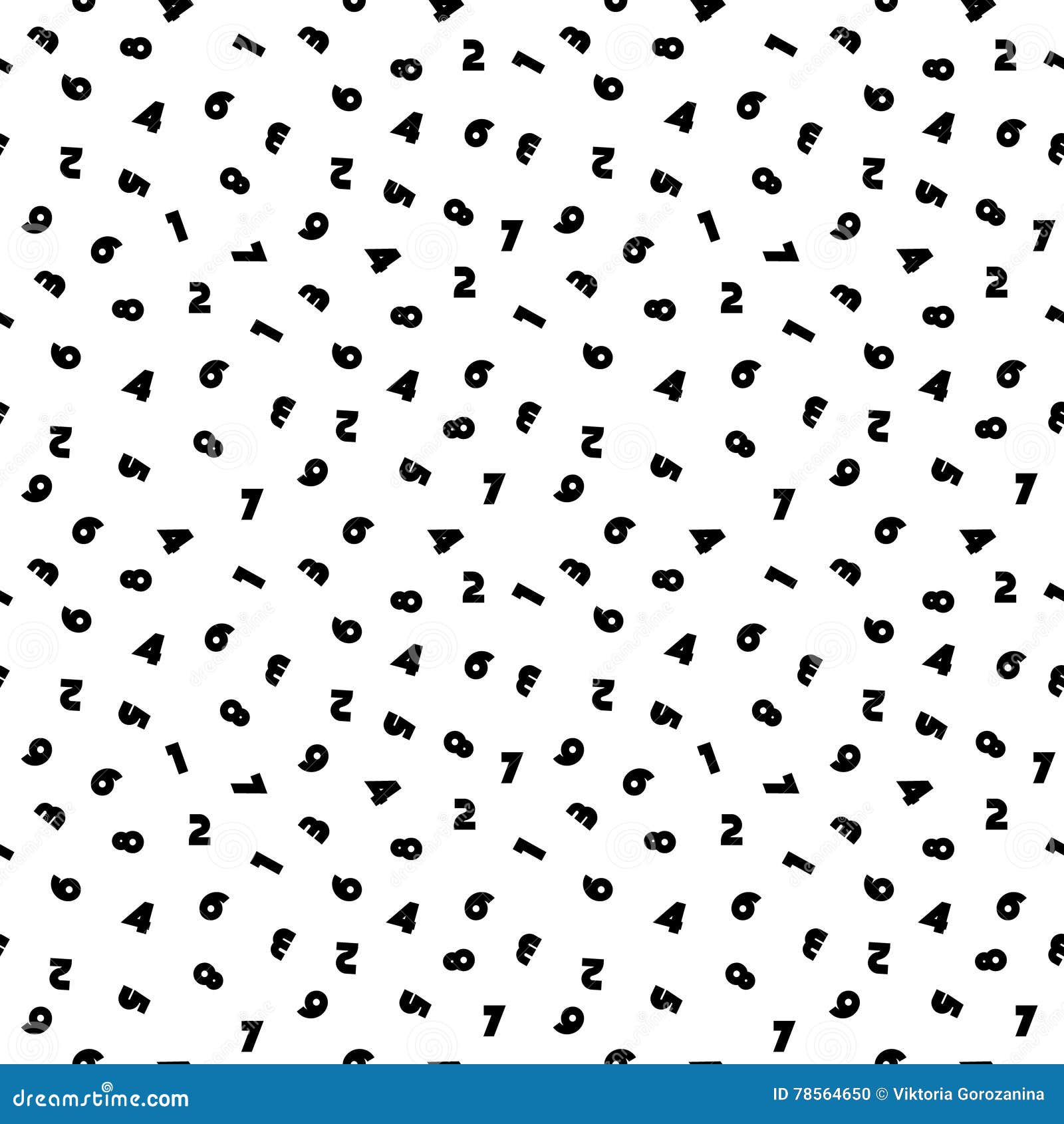 Seamless Pattern with Numbers Black and White. Vector Illustration
