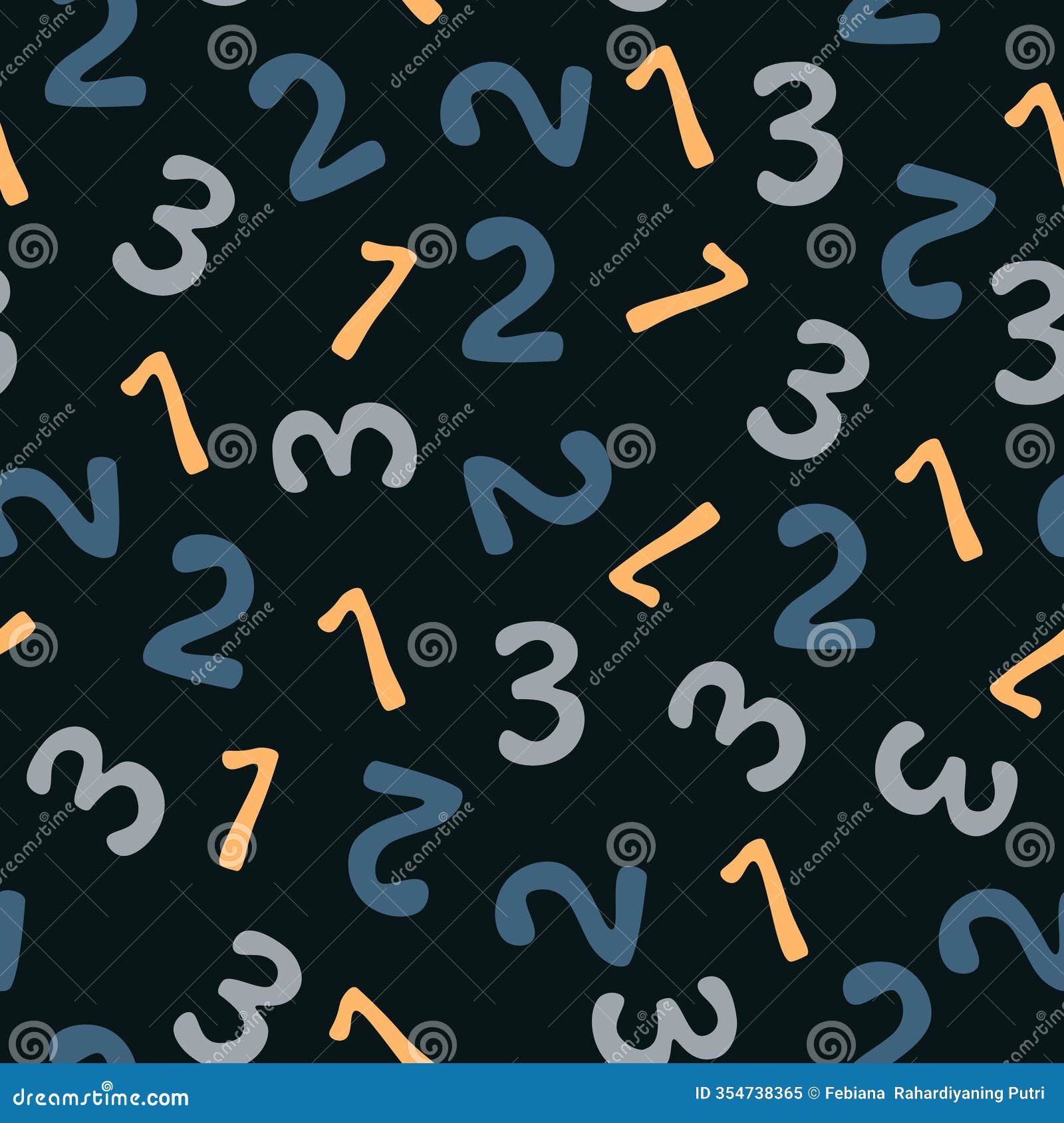 seamless pattern with numbers on a dark background.