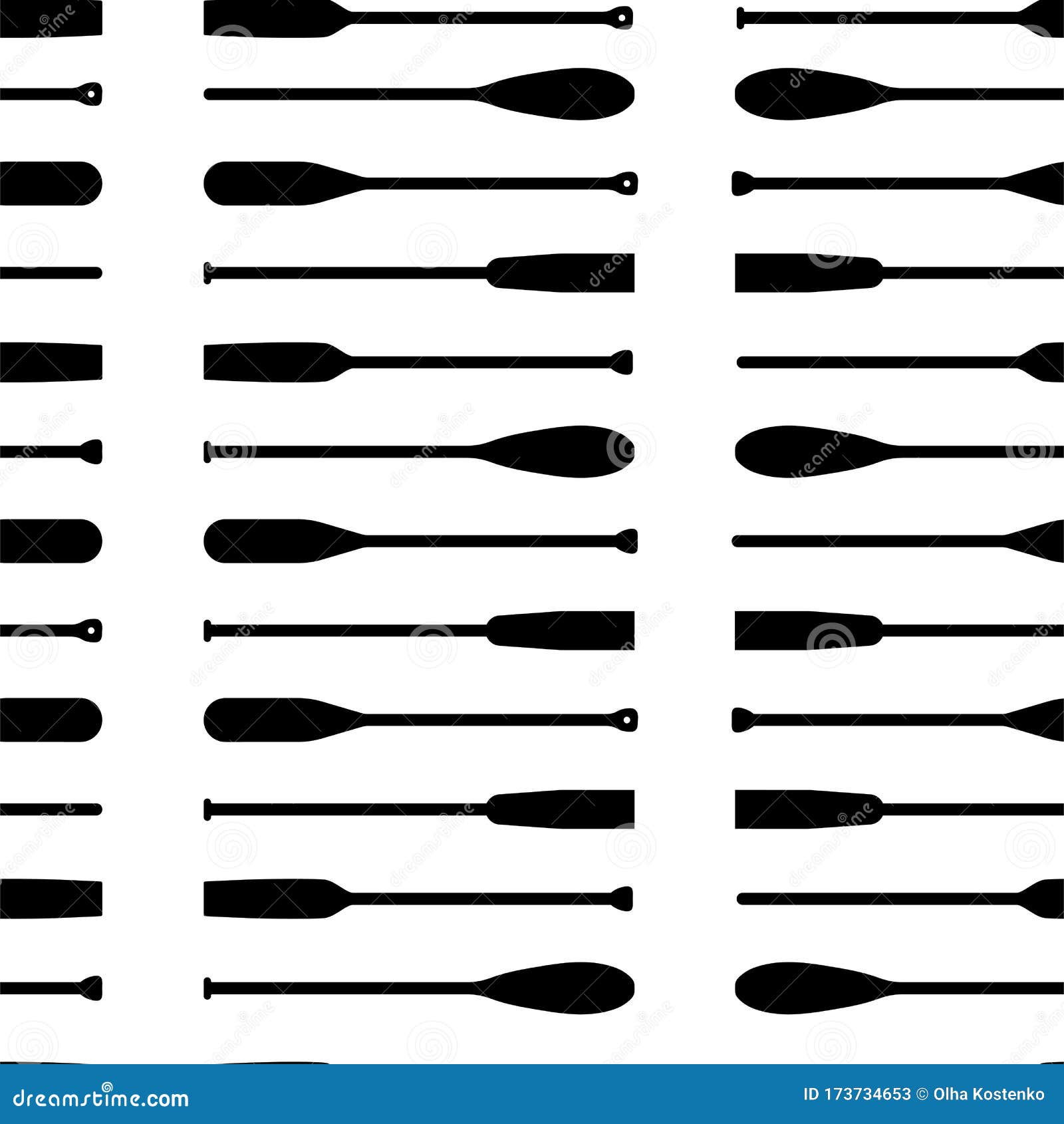 seamless pattern with oars paddle silhouette
