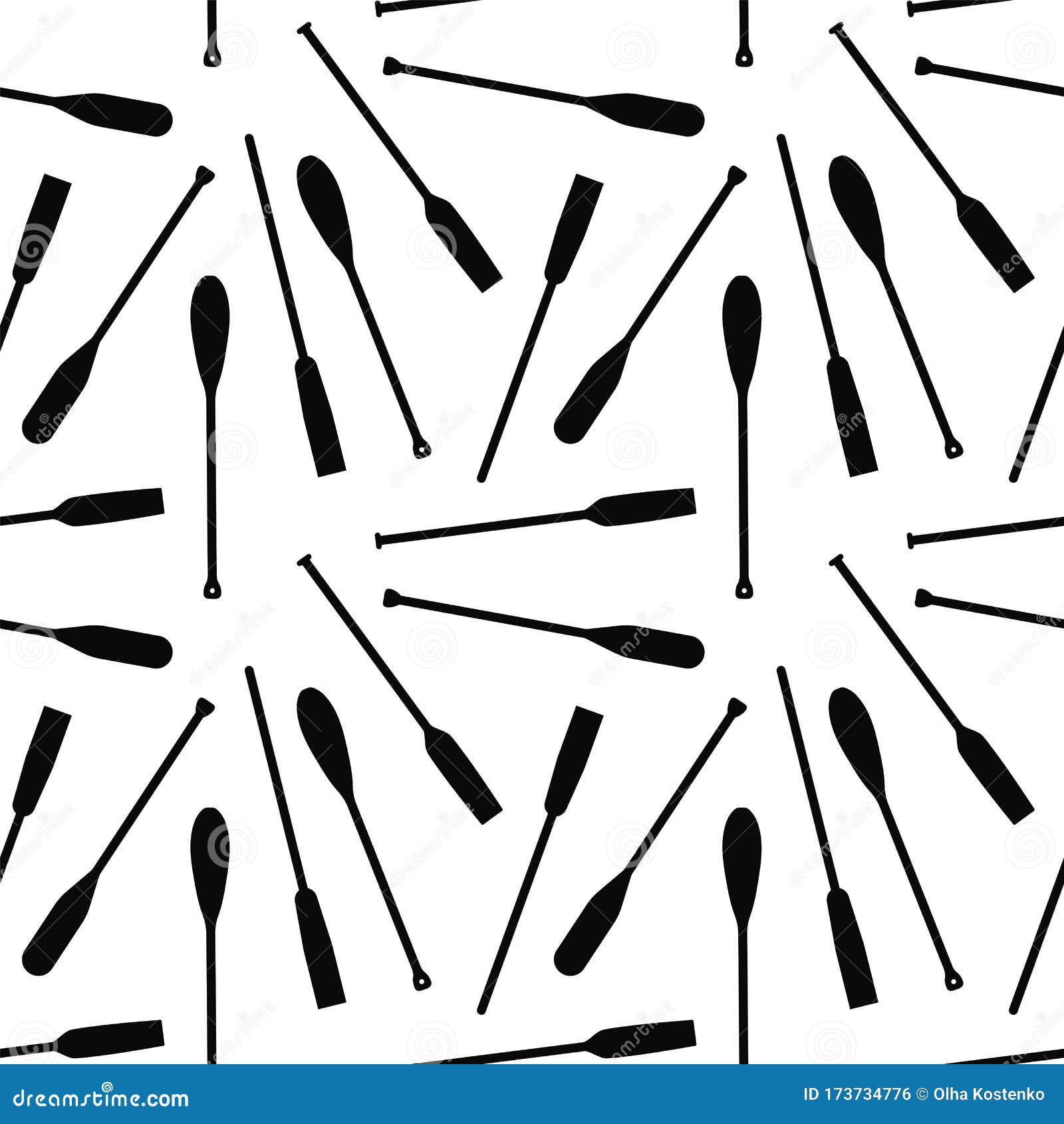 seamless pattern with oars paddle silhouette