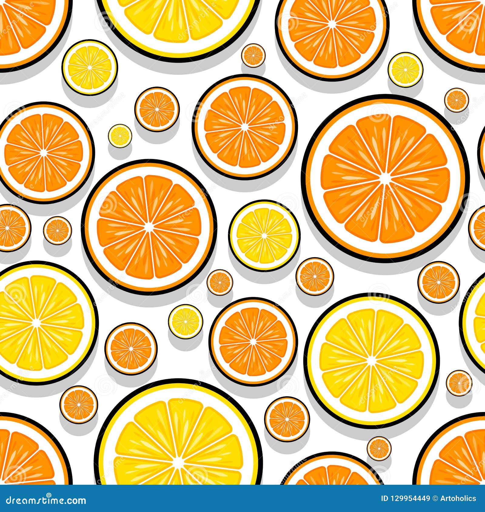 Seamless Pattern of Orange Fruit Slice Graphics. Stock Vector