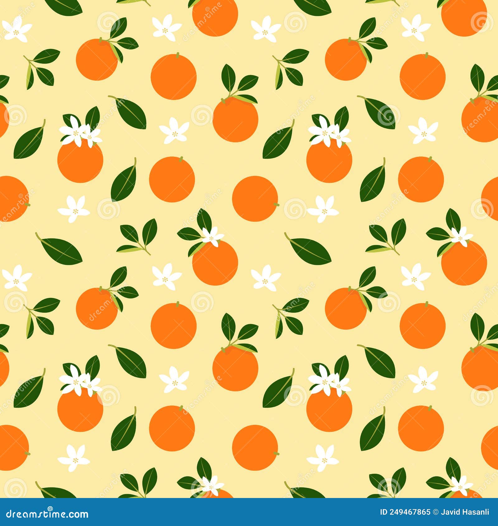 Seamless Pattern Orange Fruit. Vector Illustration Background and
