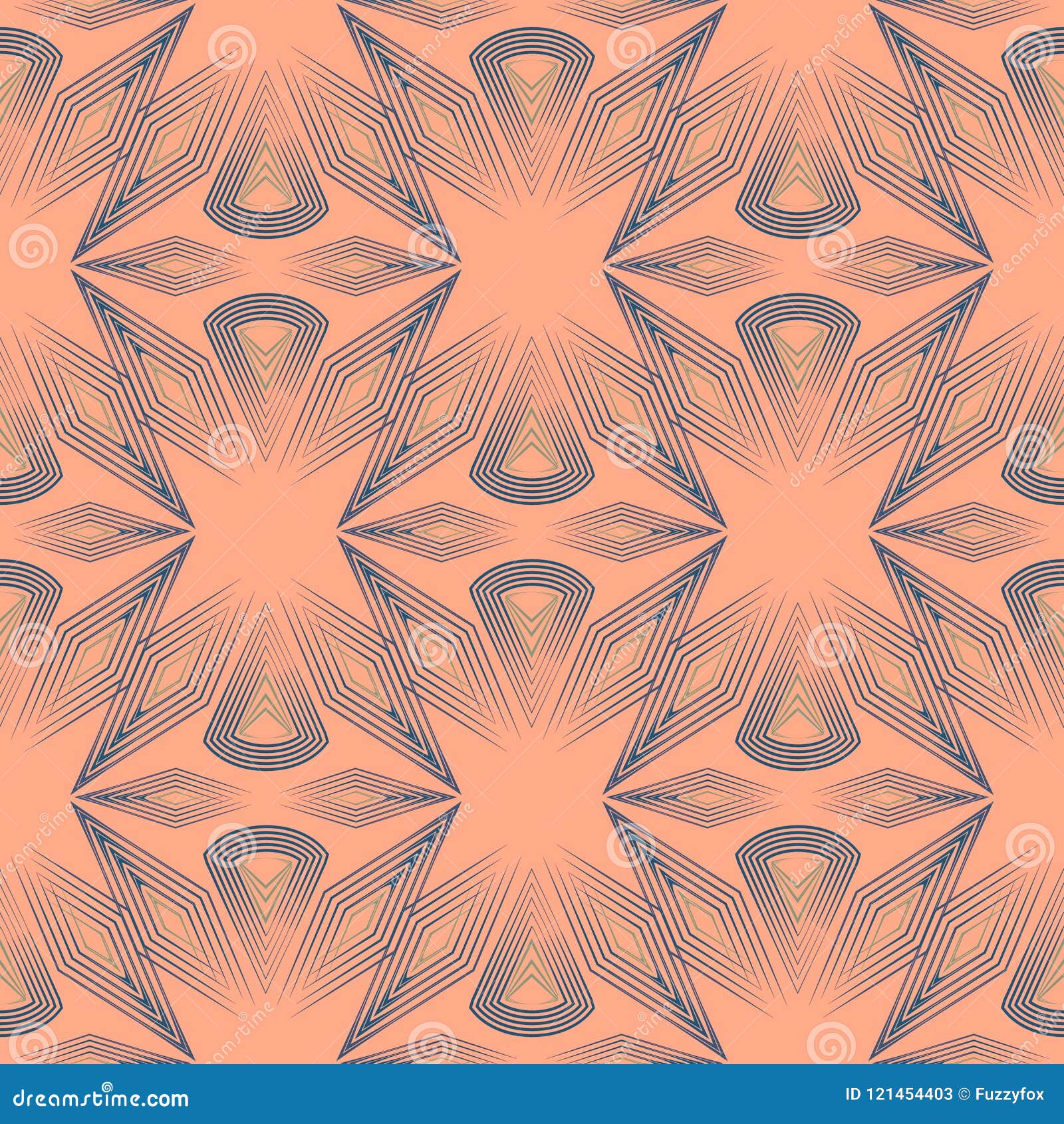 Seamless Pattern Ornament with Stylized Geometric Elements Background