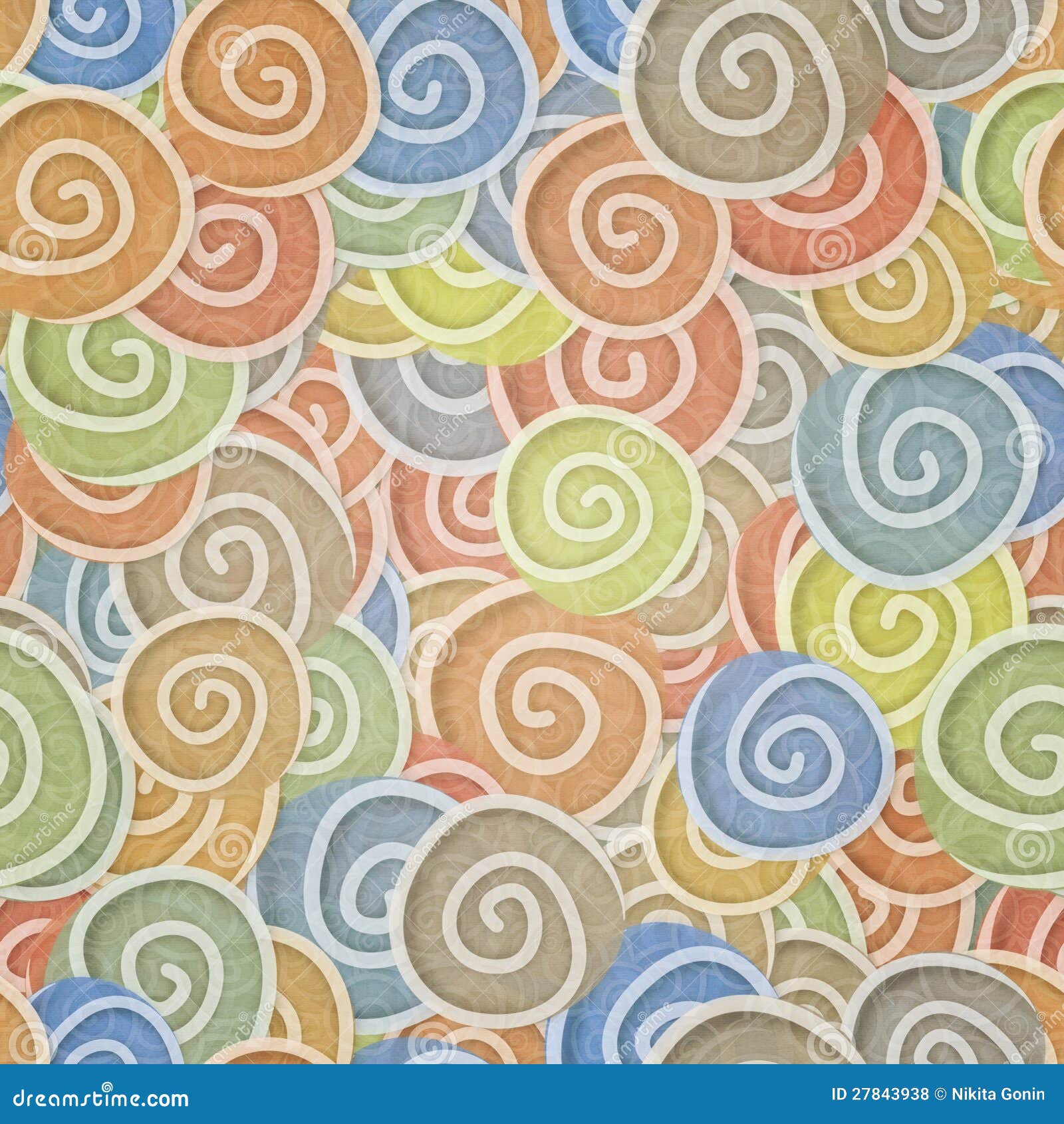 Seamless Pattern Pale Colors Curles Stock Illustration Illustration