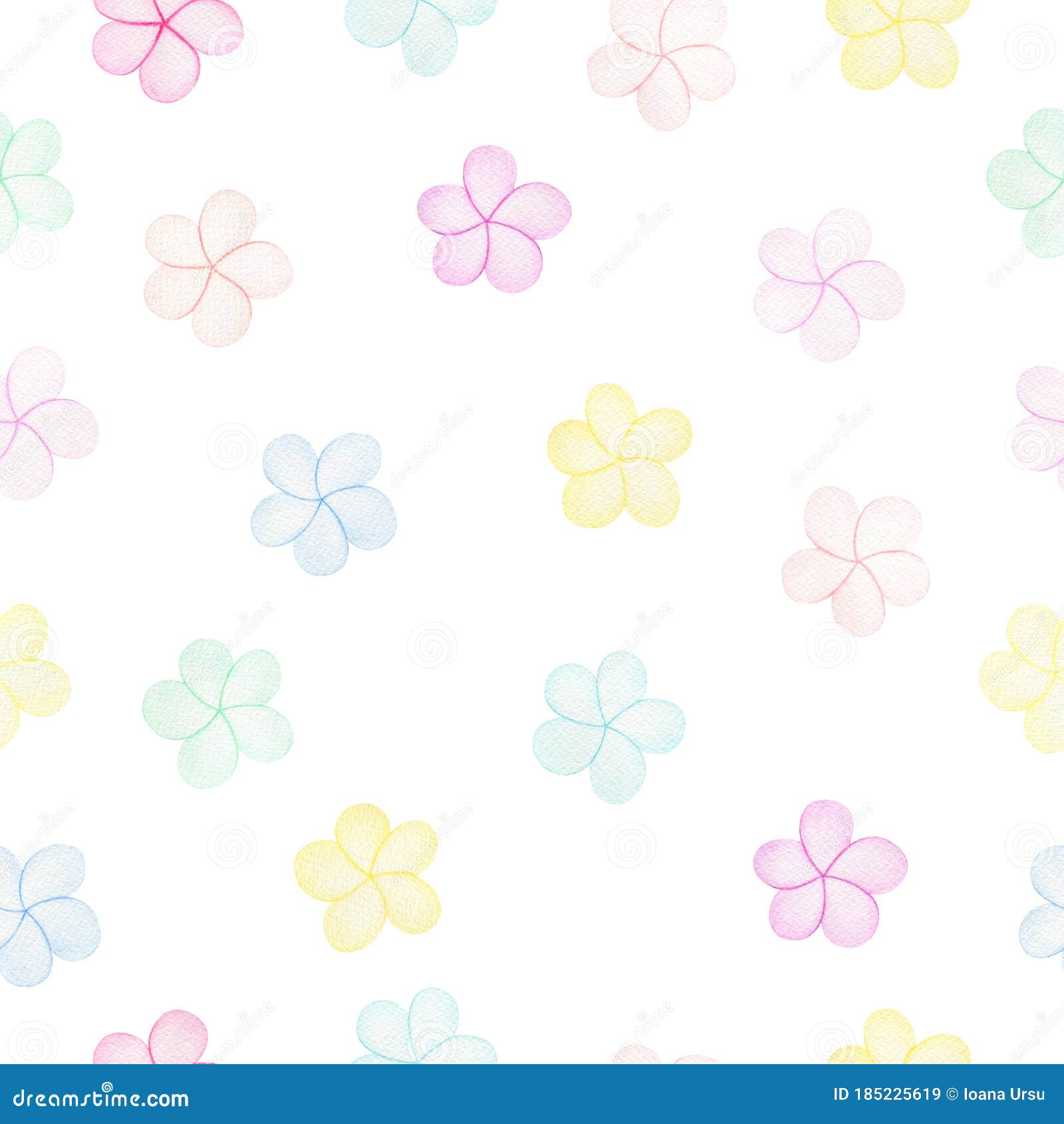 Seamless Pattern with Pastel Colored Flowers, Cute and Simple Watercolor  Illustration for Party Backgrounds, Wrapping or Fabric Stock Illustration -  Illustration of love, abstract: 185225619
