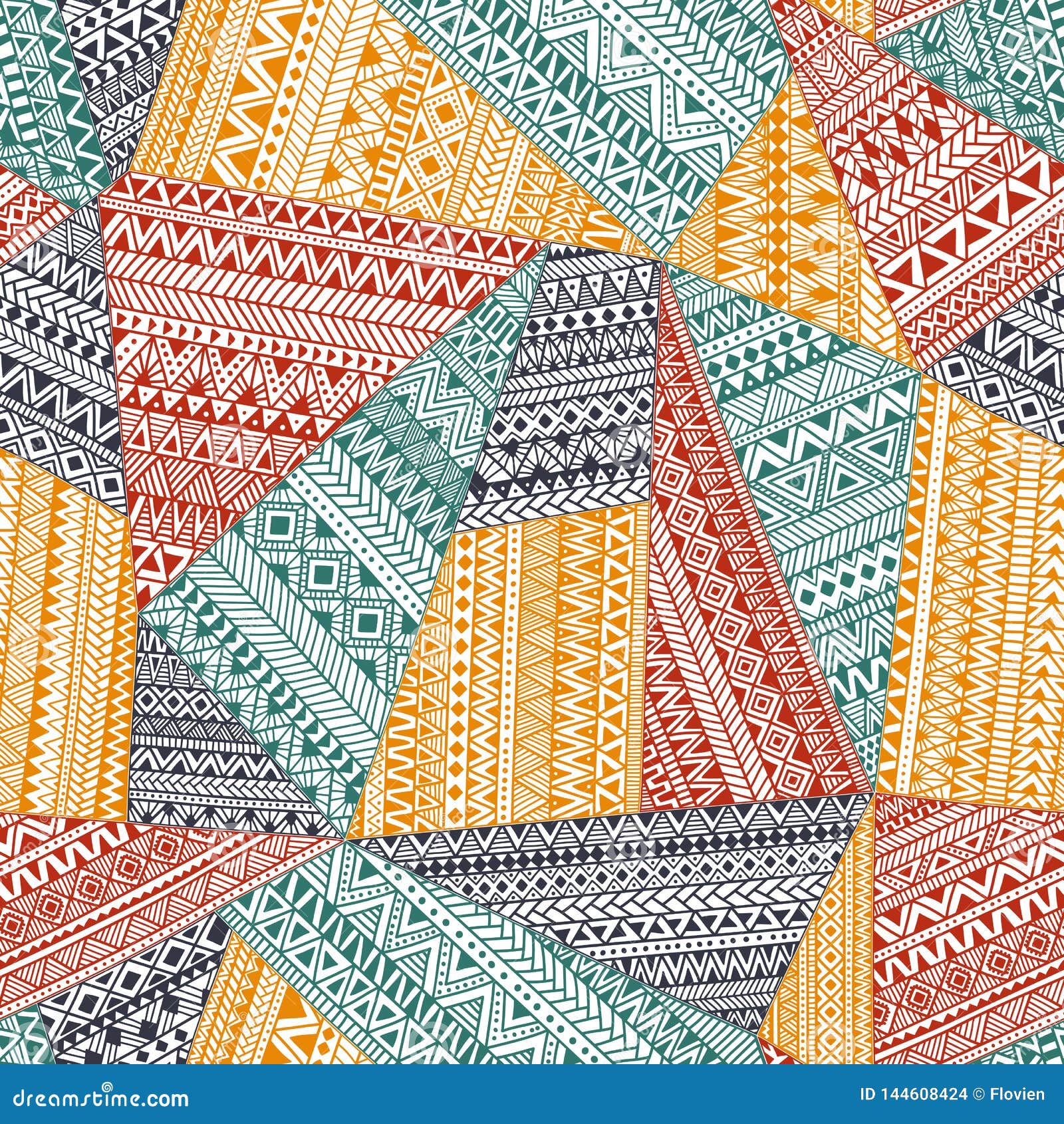 Seamless Pattern In Patchwork Style Ethnic And Tribal  