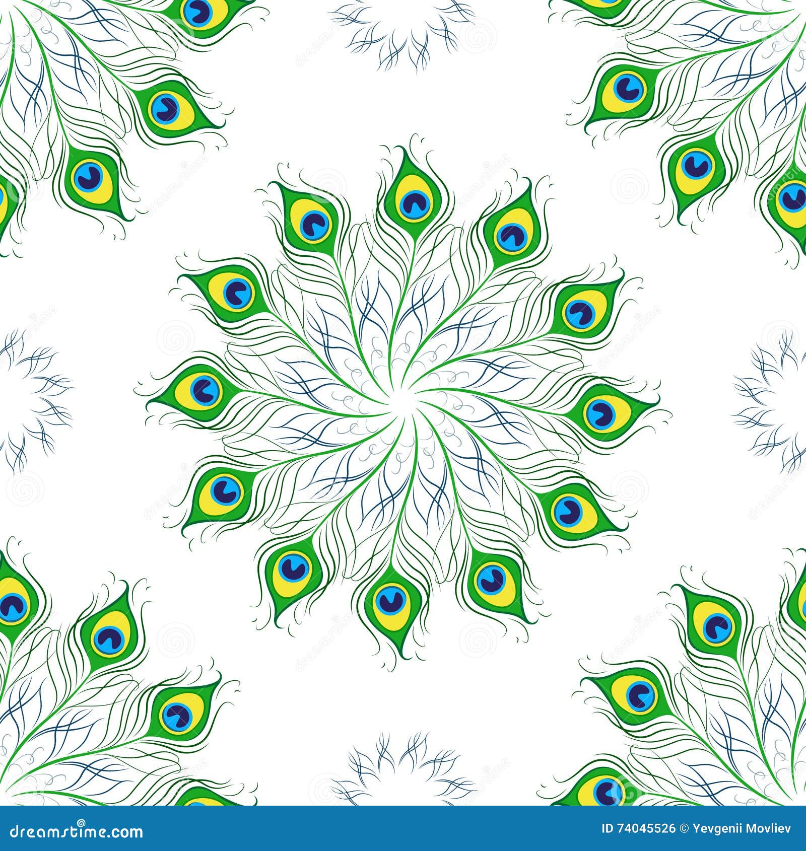 Download Seamless Pattern Of Peacock Feathers . Mandala Stock ...