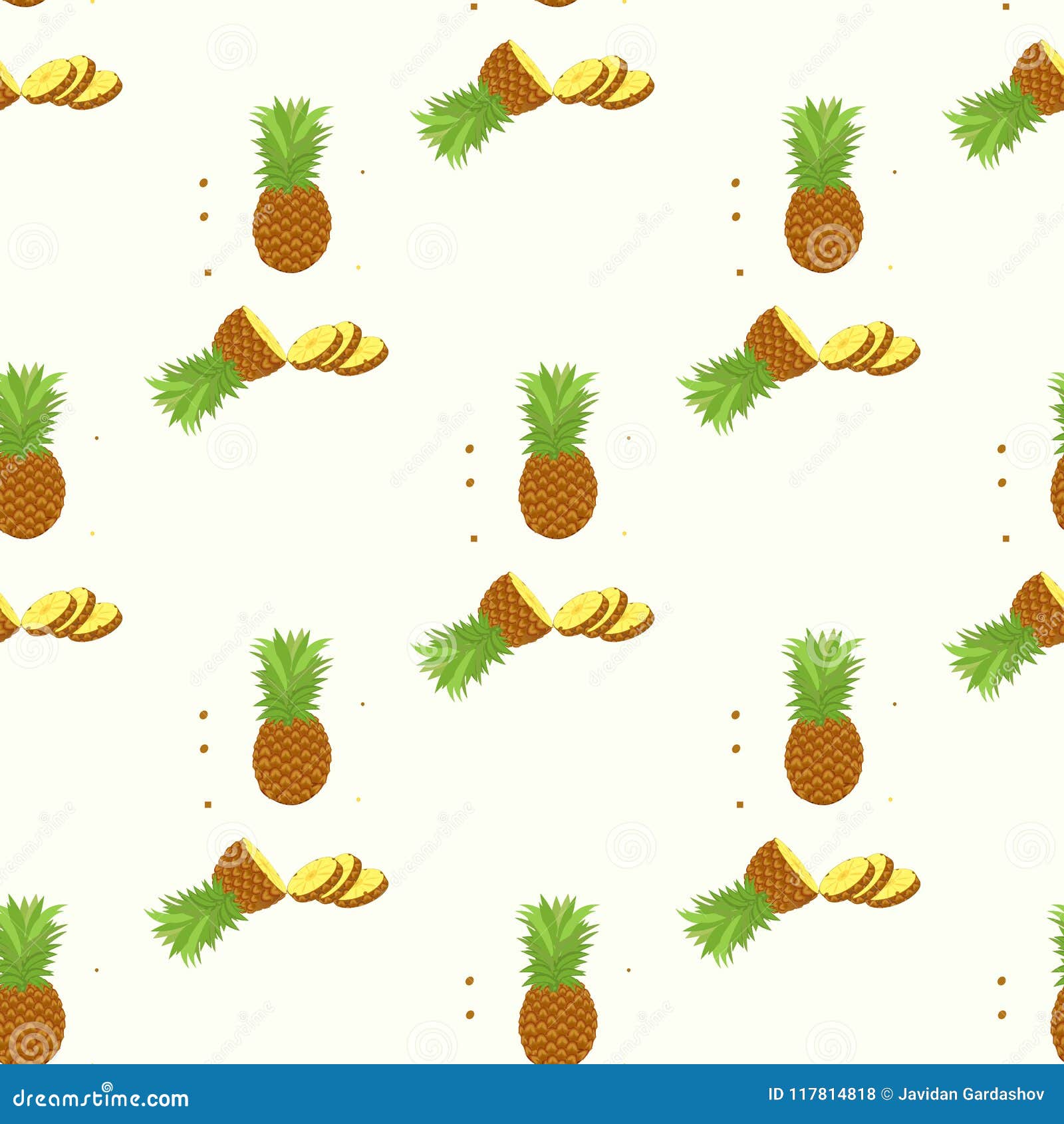Seamless Pattern. Pineapple Background. Vector Illustration Stock