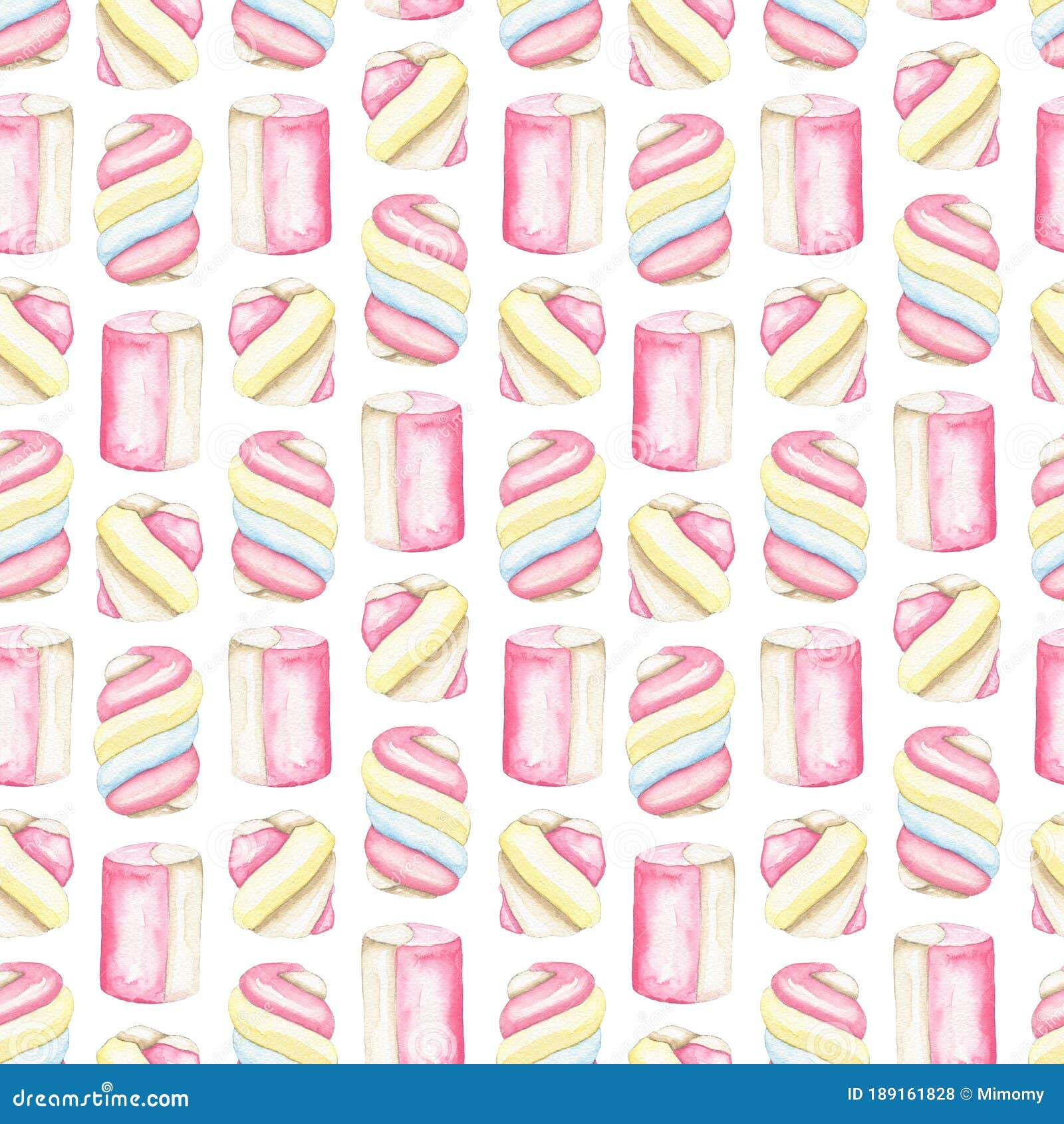 Watercolor Seamless Pattern with Marshmallows Stock Illustration ...