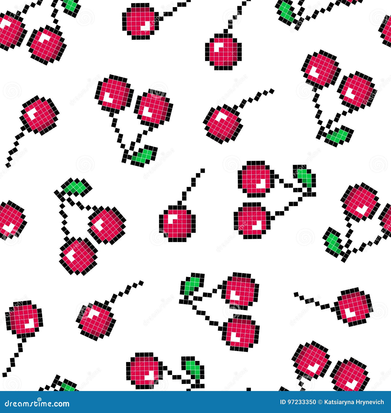 seamless vector retro pixel game fruits pattern Stock Vector Image