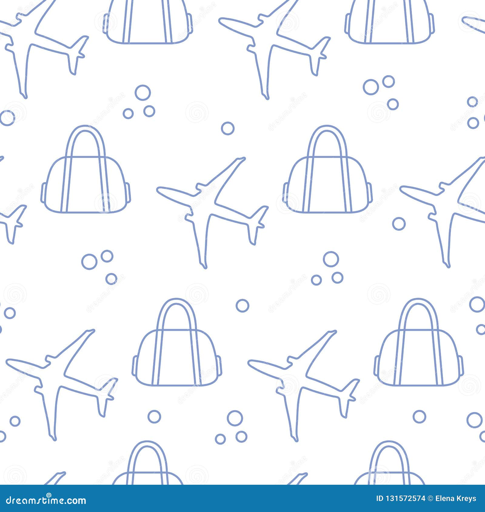 Seamless Pattern with Planes and Bags. Design for Poster or Print Stock ...