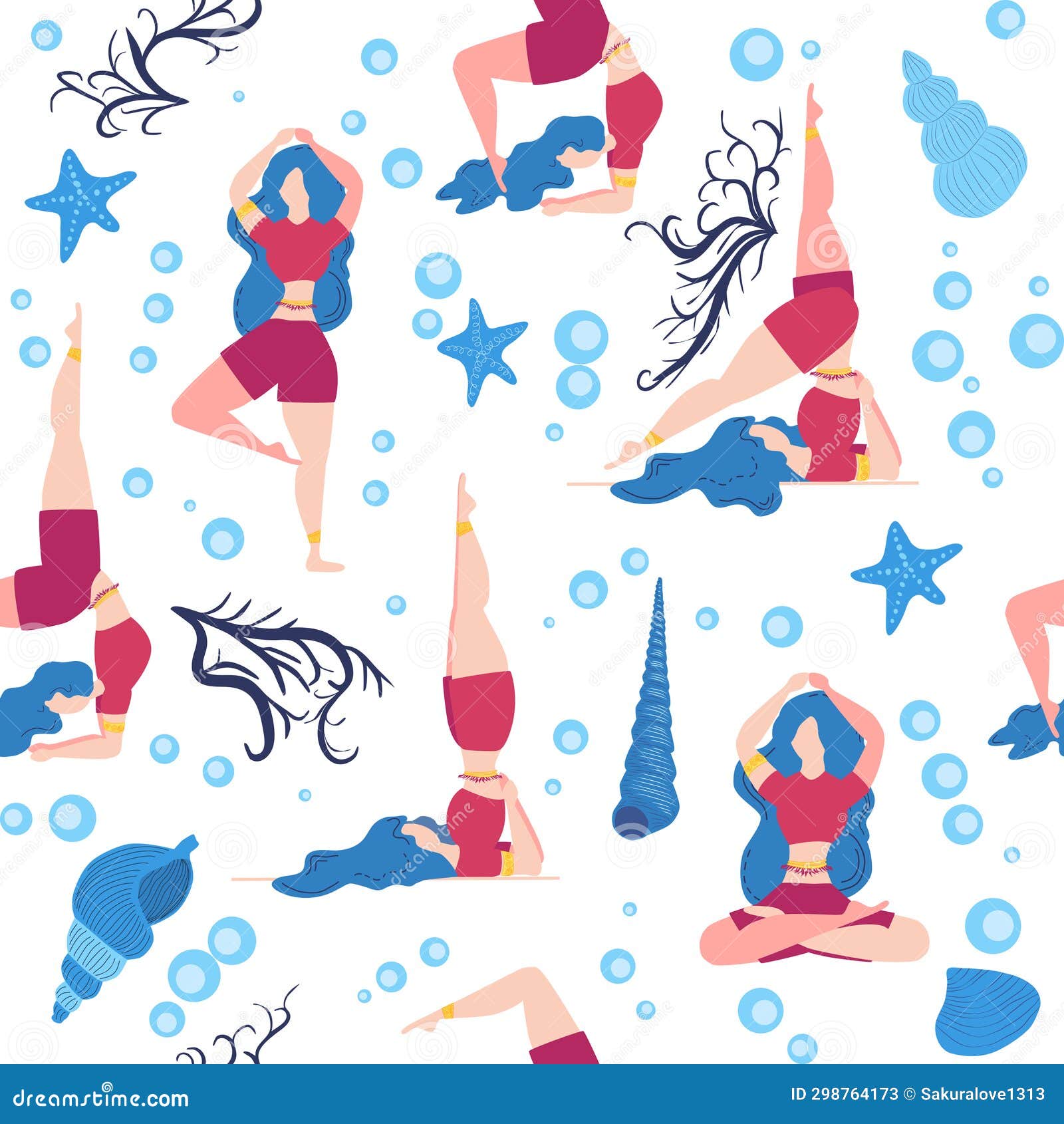 Seamless Pattern Plus Size Curvy Girls Doing Yoga Class. Online Home  Workout Concept Stock Illustration - Illustration of character, pattern:  298764173