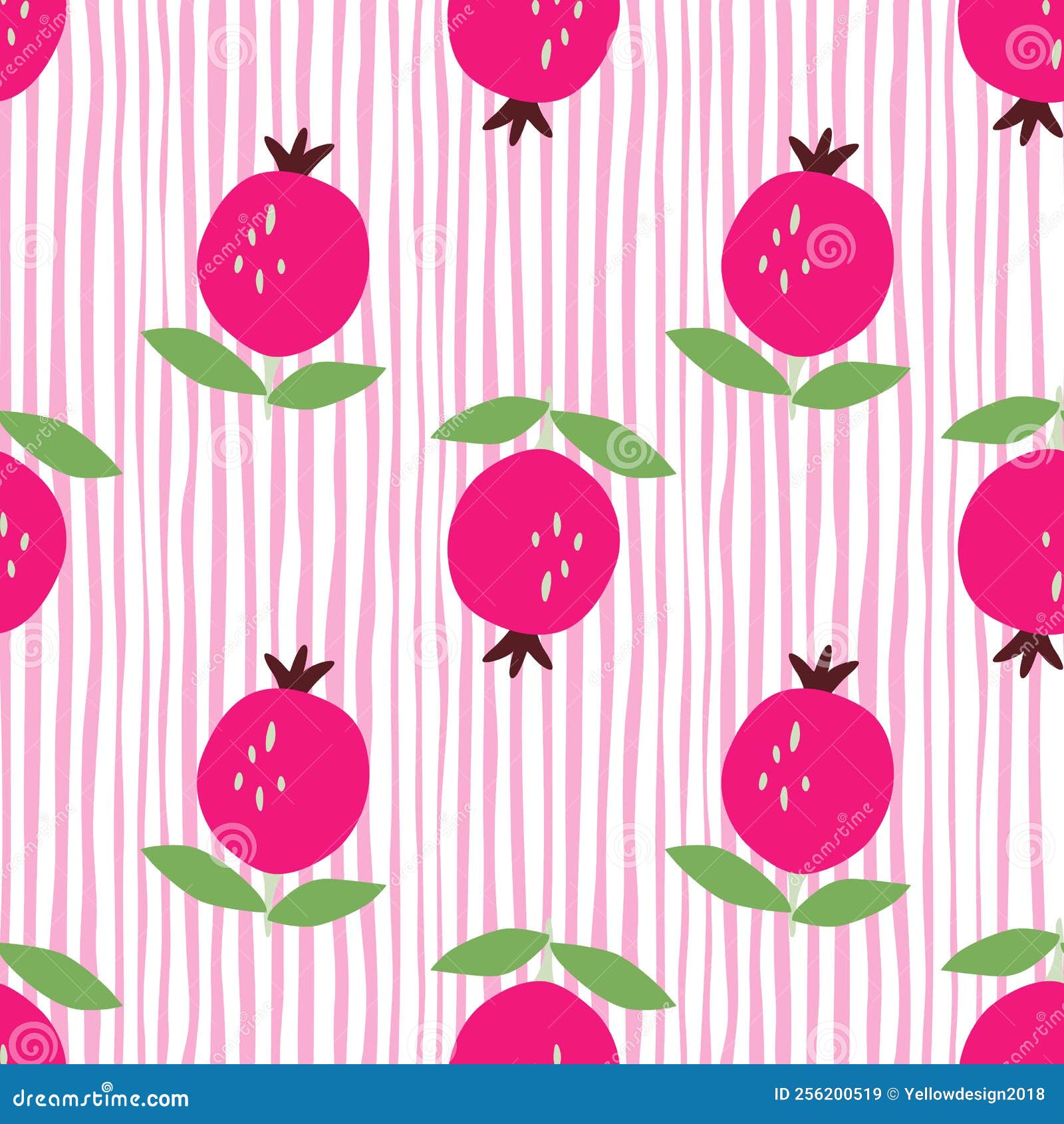 Seamless Pattern with Pomegranate Fruit. Botanical Fruits Wallpaper Stock Vector Illustration