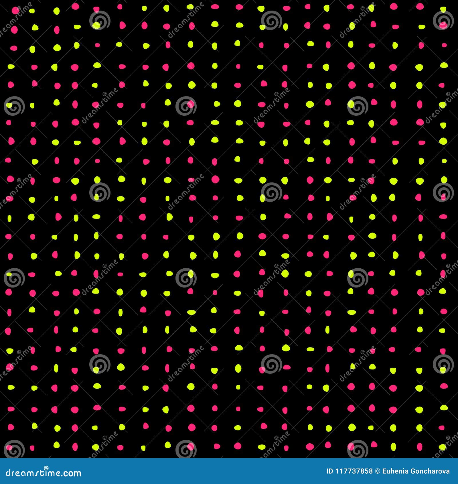 Seamless Pattern of Random Colored Dots, Pink, Lime Green Stock Vector