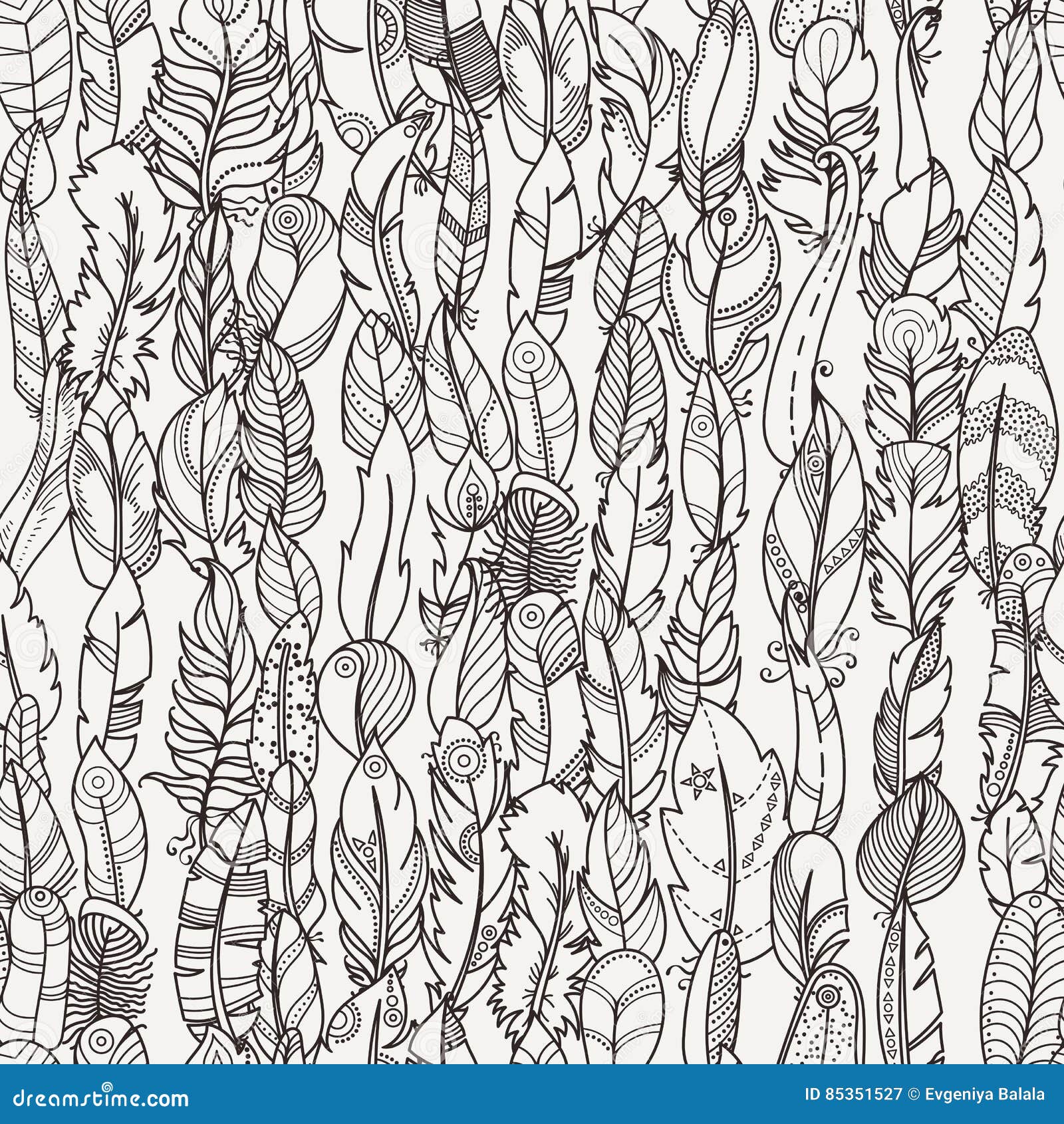 Download Seamless Pattern With Random Fantasy Feathers. For Wallpaper, Web Page Background, Greeting ...