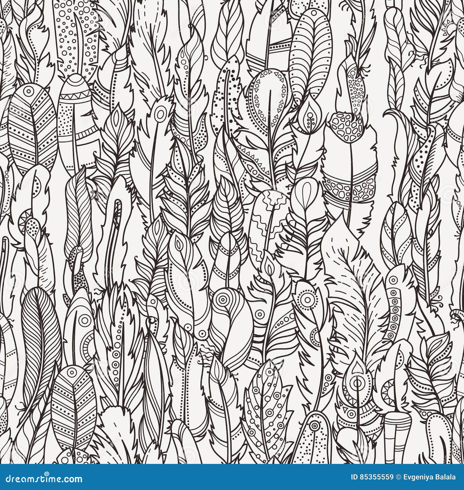 Seamless Pattern with Random Fantasy Feathers. for Wallpaper, Web Page ...