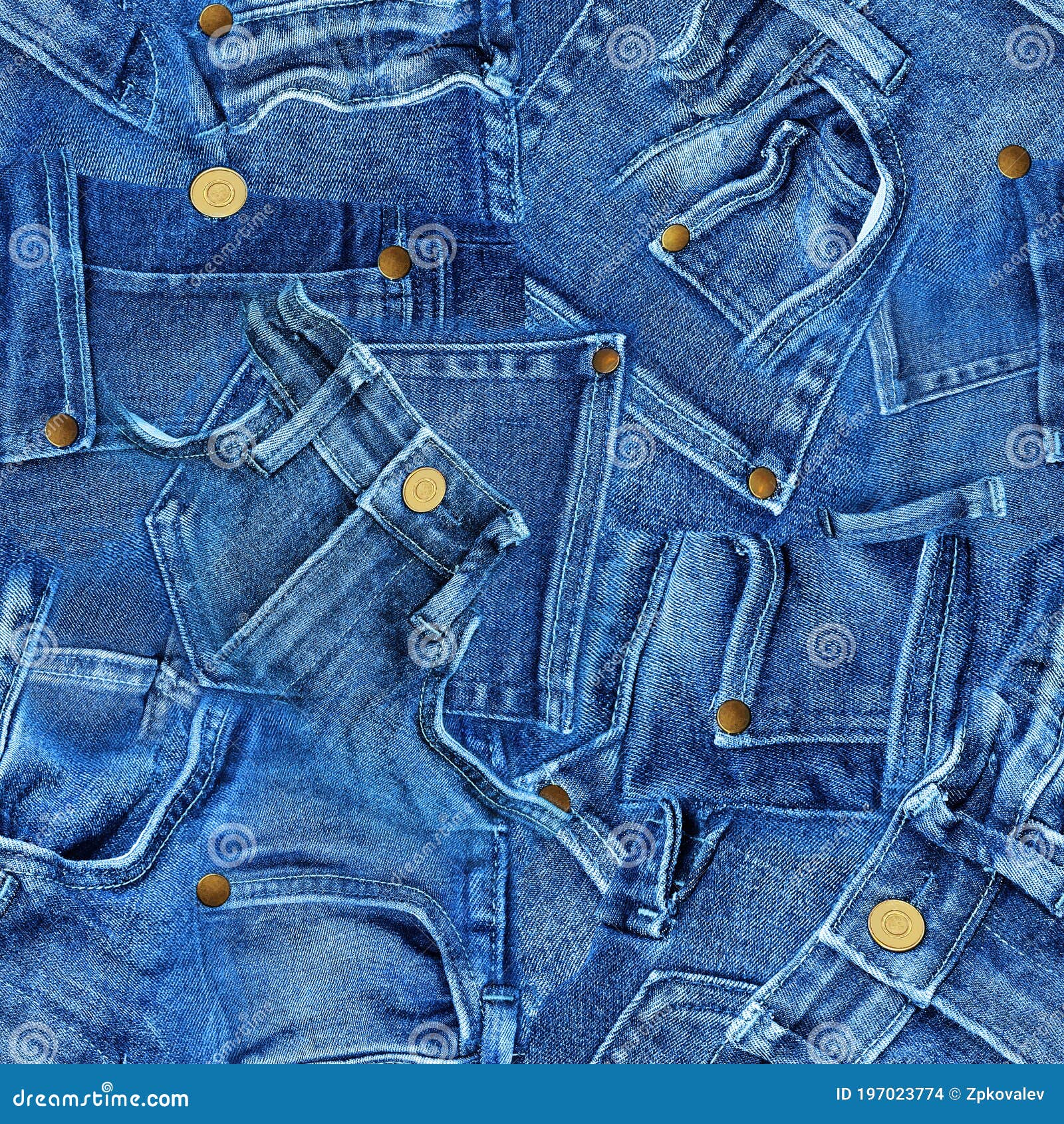 Seamless Pattern of Real Denim Pants. Blue Jeans Patchwork Texture with ...