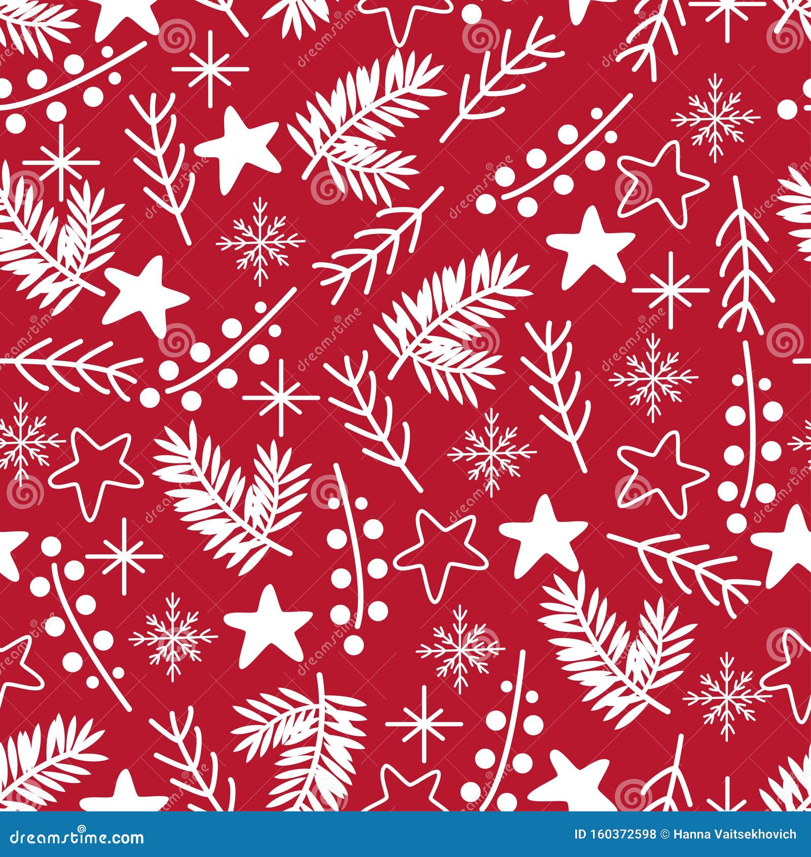 seamless pattern with white christmas s on red background -  , eps