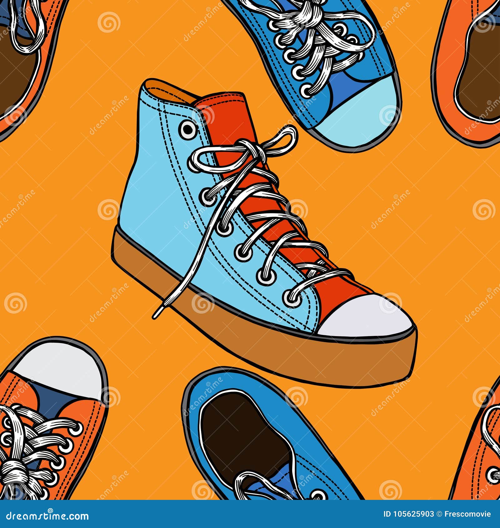 Seamless Pattern with Red and Blue Shoes. Stock Vector - Illustration ...