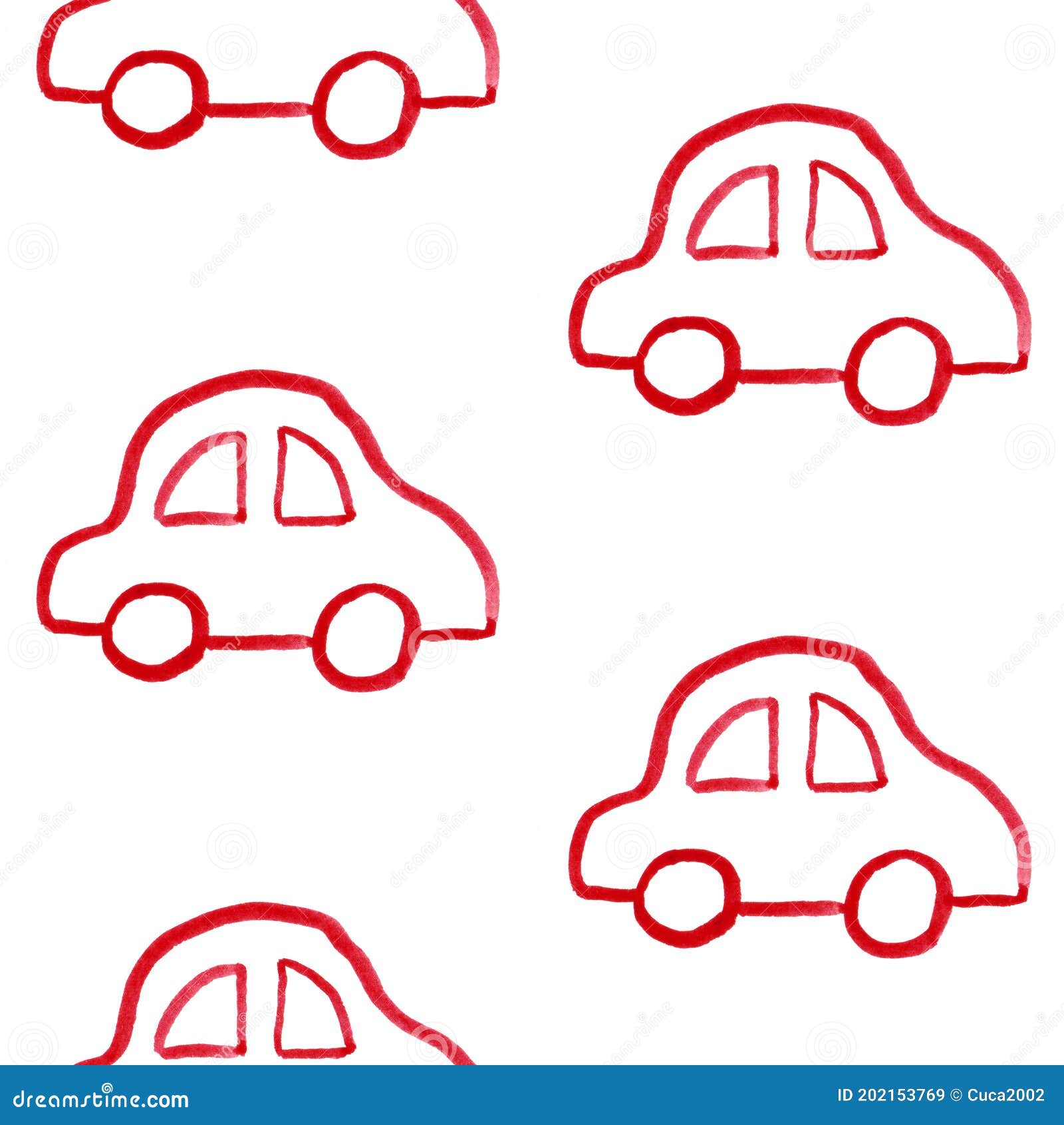 Seamless Pattern with Red Cars on White Board. Cartoon Background for Kids  Stock Image - Image of letter, endless: 202153769