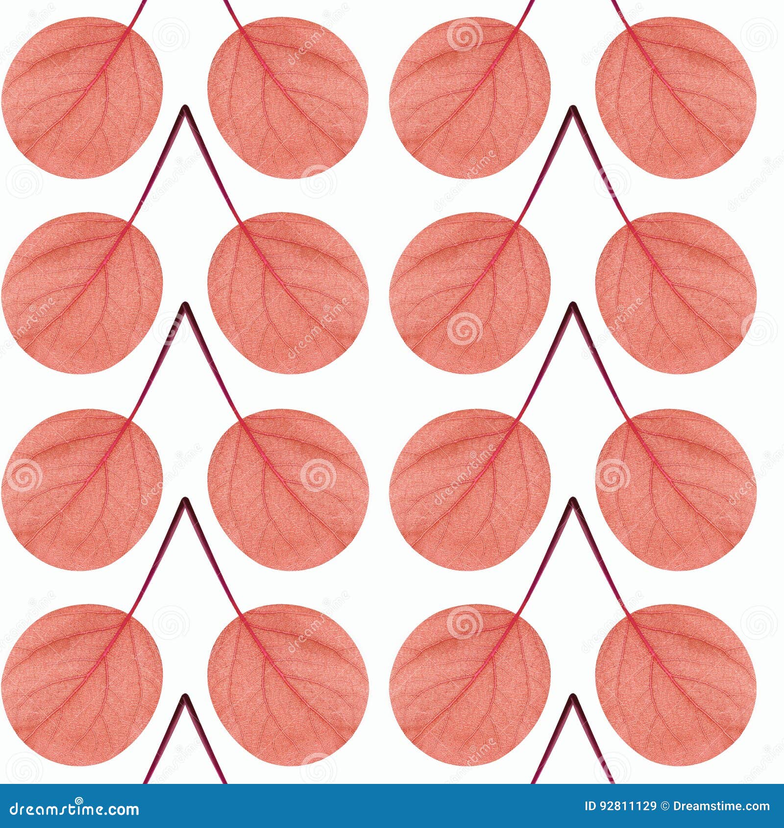 Seamless Pattern of Red Leaves on a White Background Stock Image