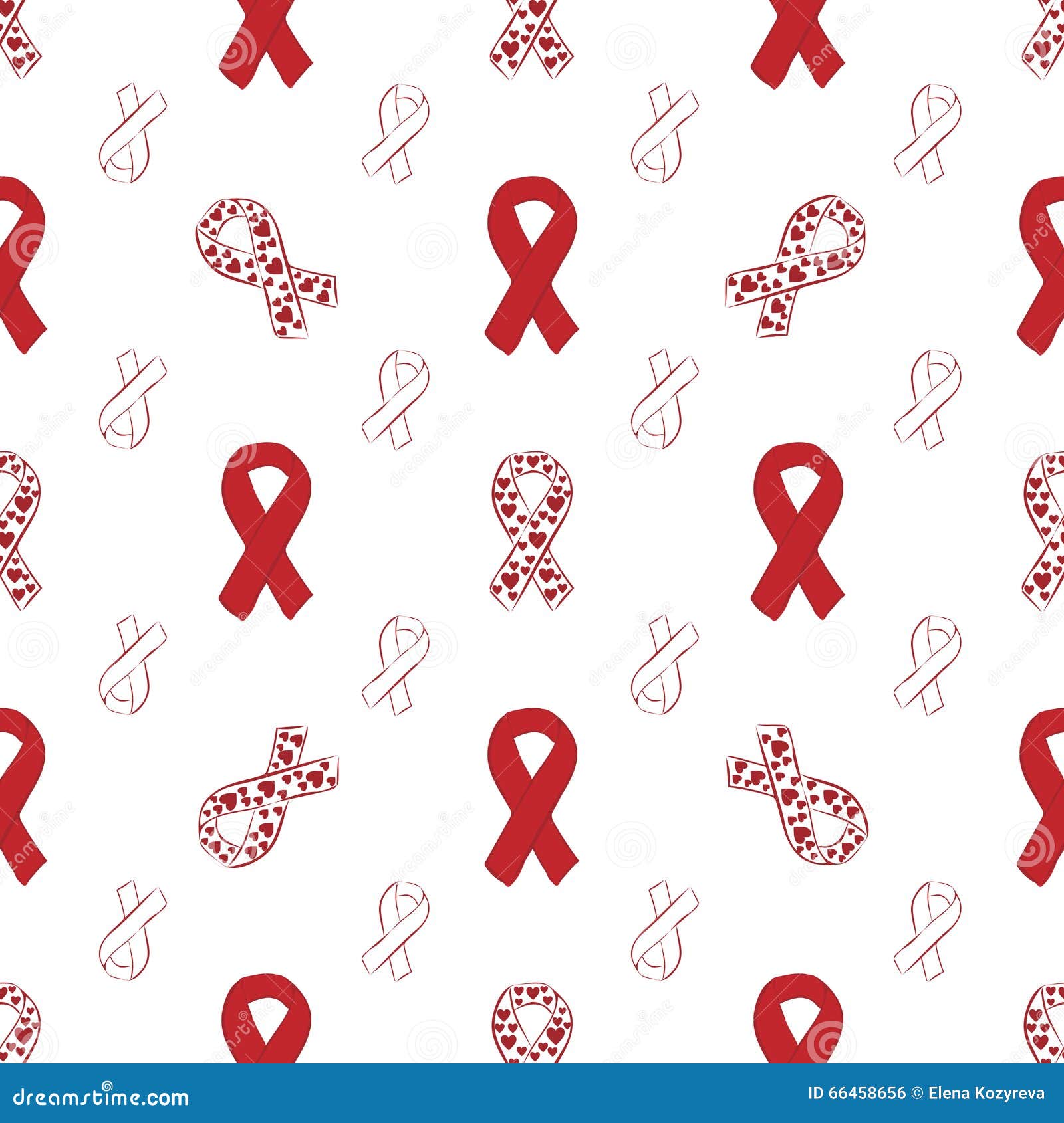 Seamless Pattern Of Red Ribbon Stock Vector - Illustration of aids, pink: 6...