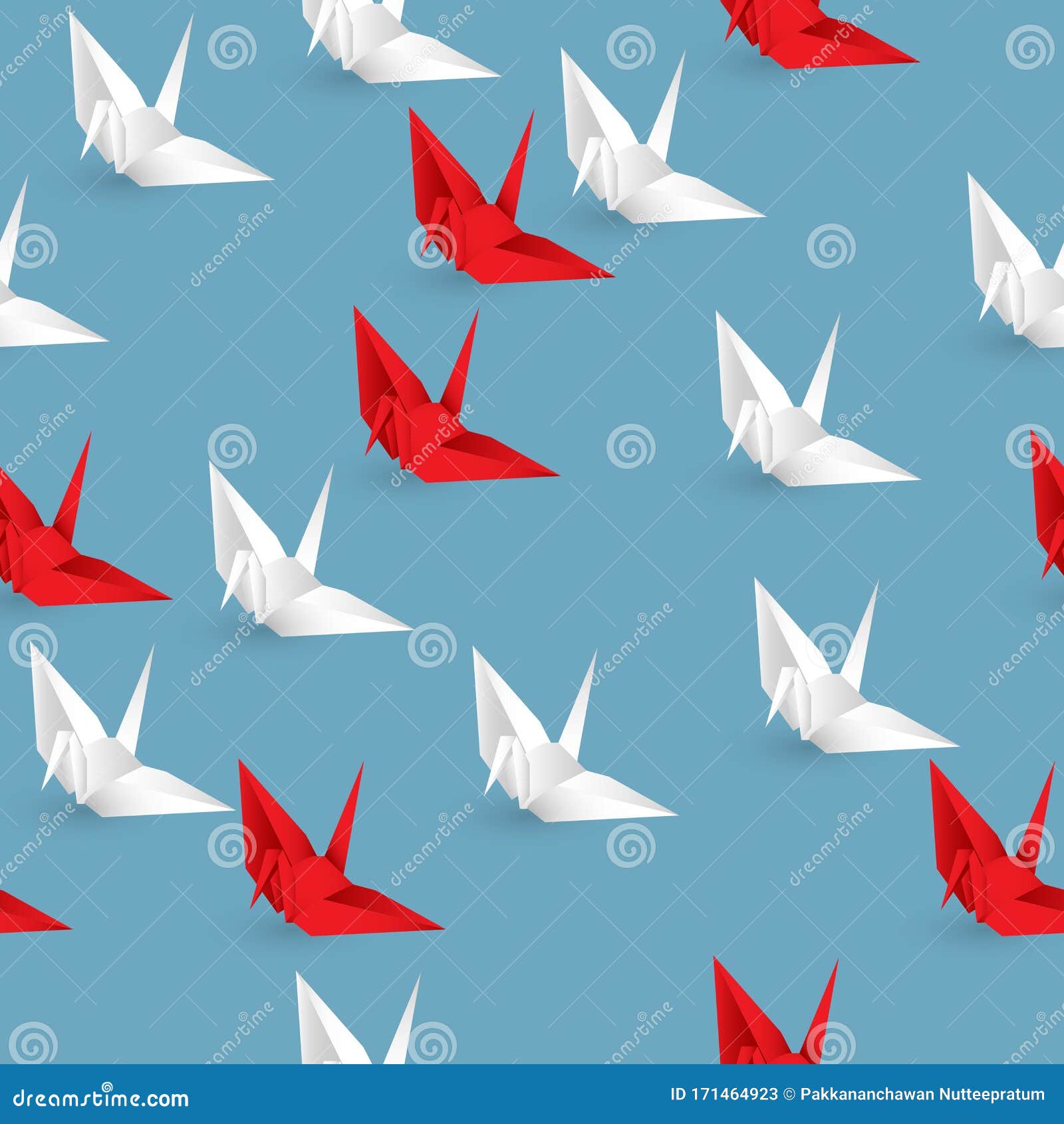 A Red Origami Paper Bird On Paper Background Stock Photo