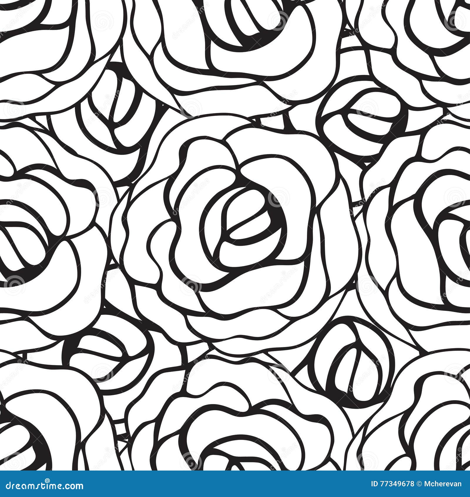 Seamless Pattern with Roses Contours. Vector Illustration. Stock ...