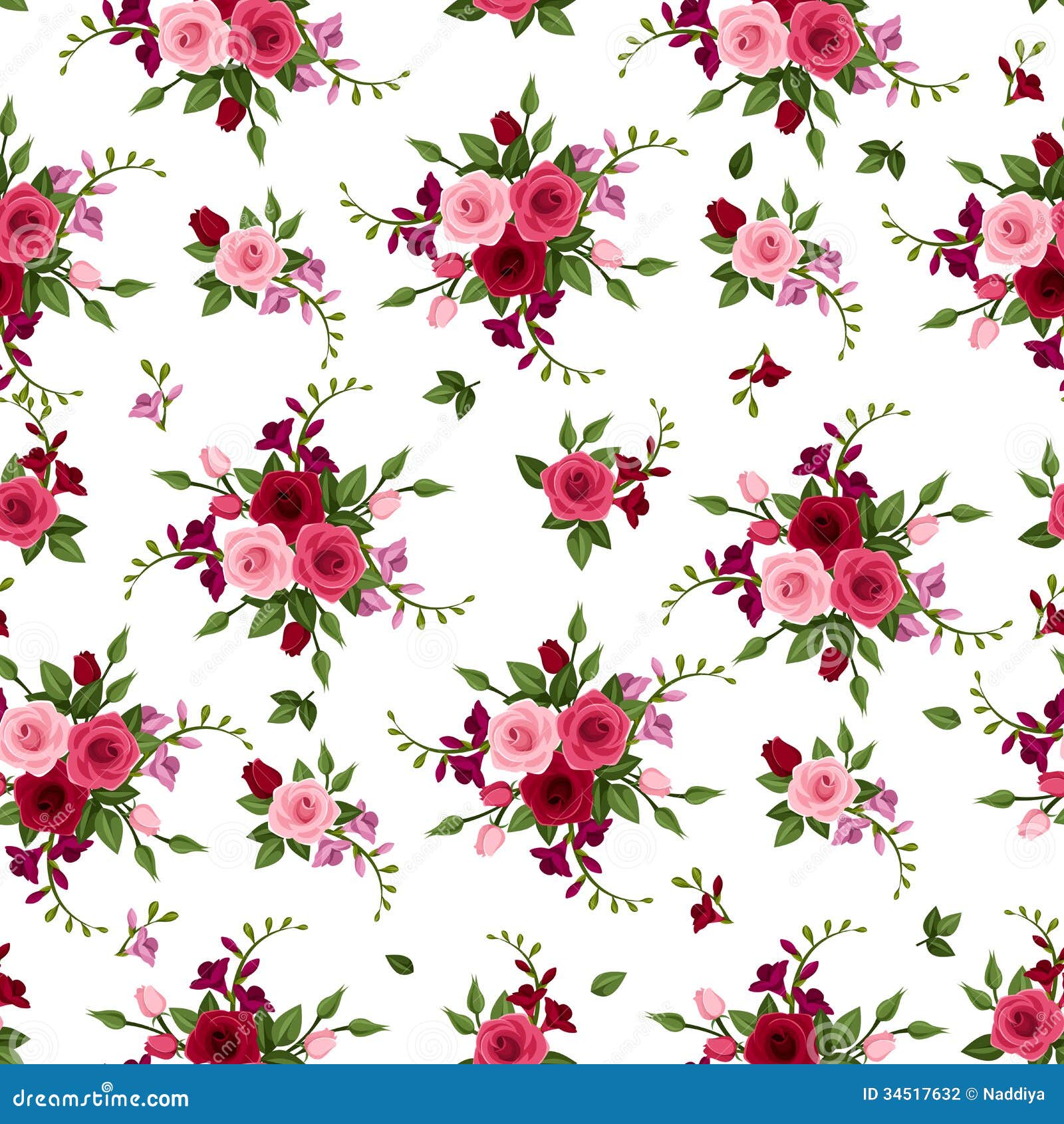 seamless pattern roses and freesia.