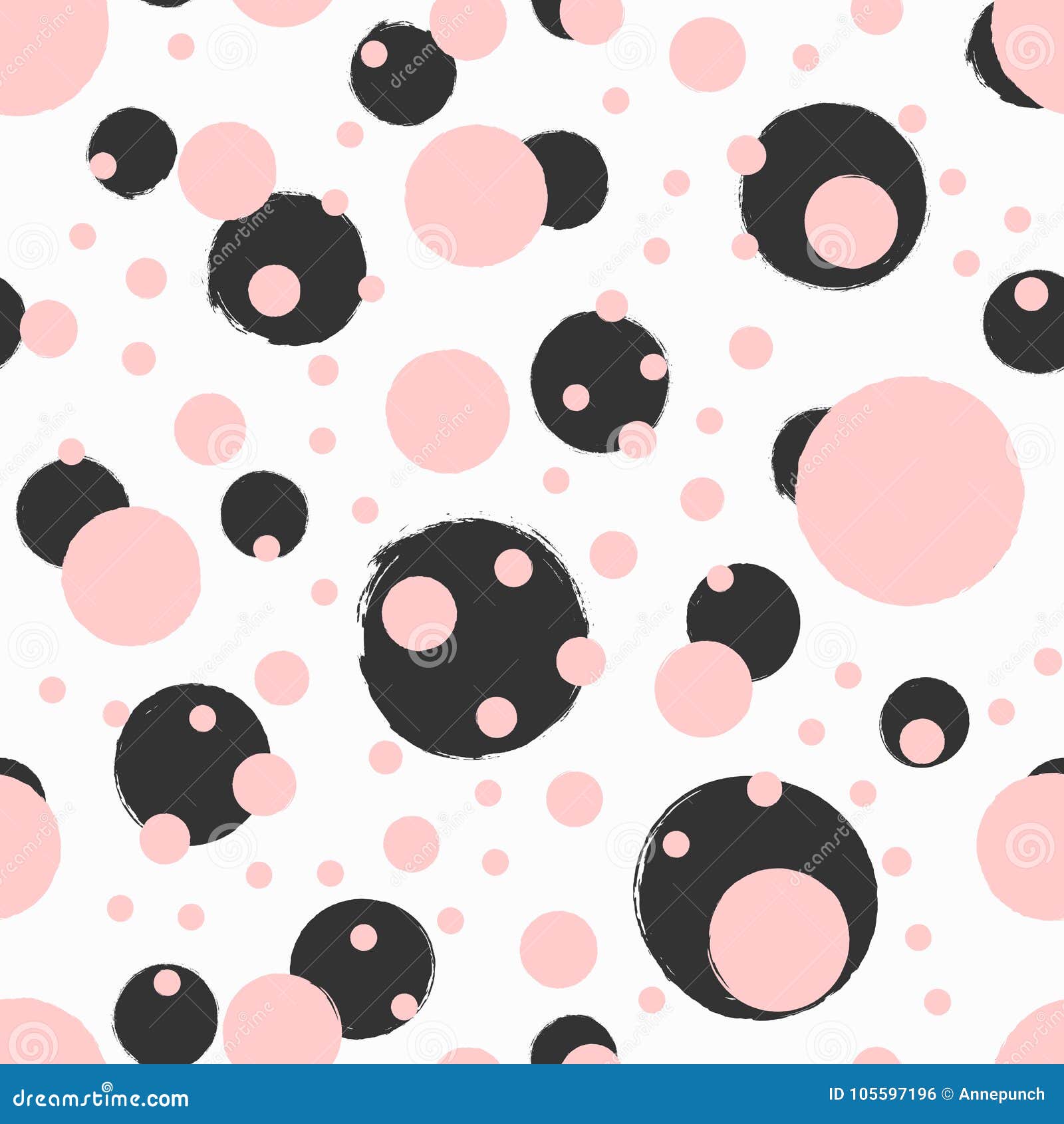 Seamless Pattern with Round Spots. Grunge, Sketch, Watercolour ...