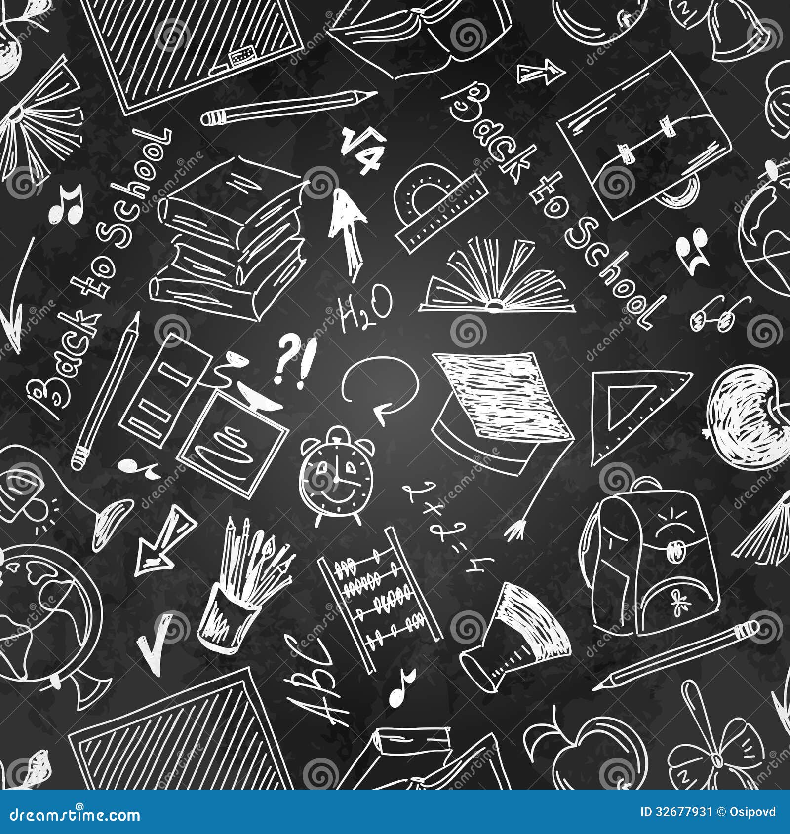 Seamless Pattern School Supplies On A Blackboard Stock Image - Image: 326779311300 x 1390