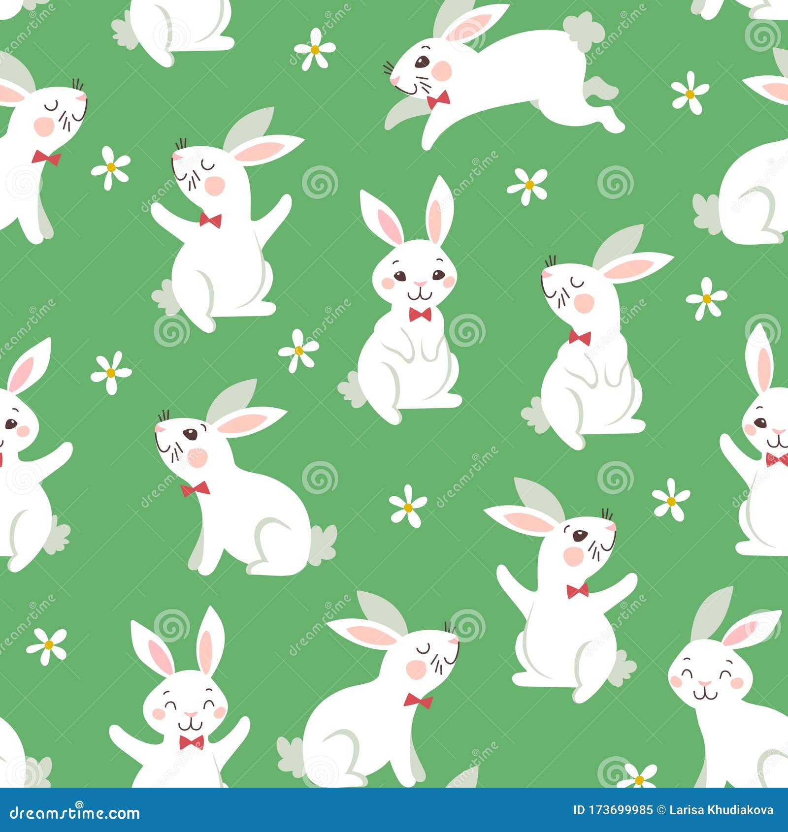 Seamless Pattern Set with Easter Bunnies. Happy Holiday Cartoon Design ...