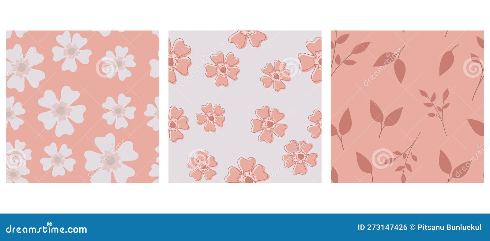 Seamless Pattern. Set of Small Flowers Wallpaper Design Stock Vector