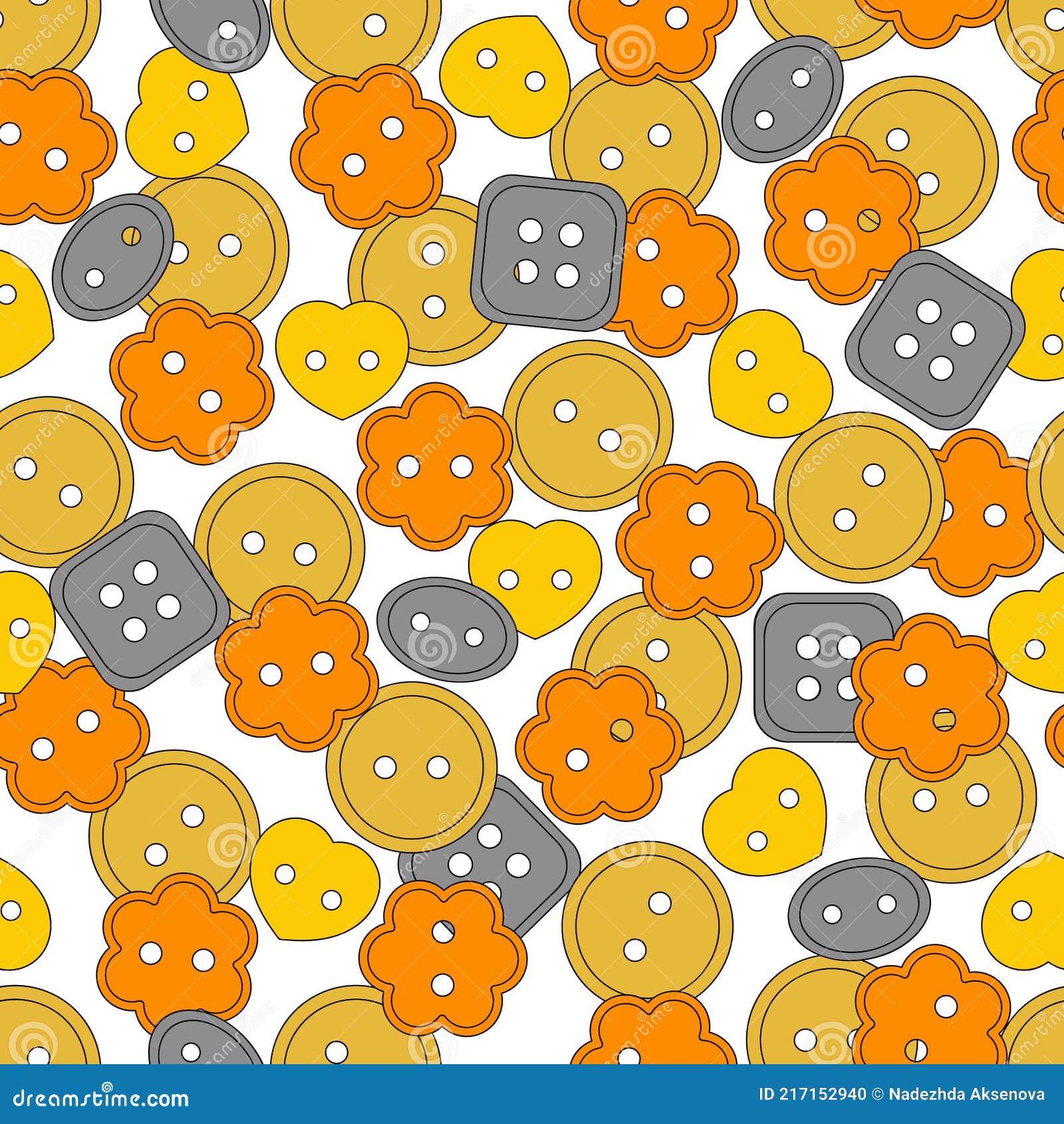 Seamless Pattern. Sewing Button or Shirt Fastener Buttons. Vector