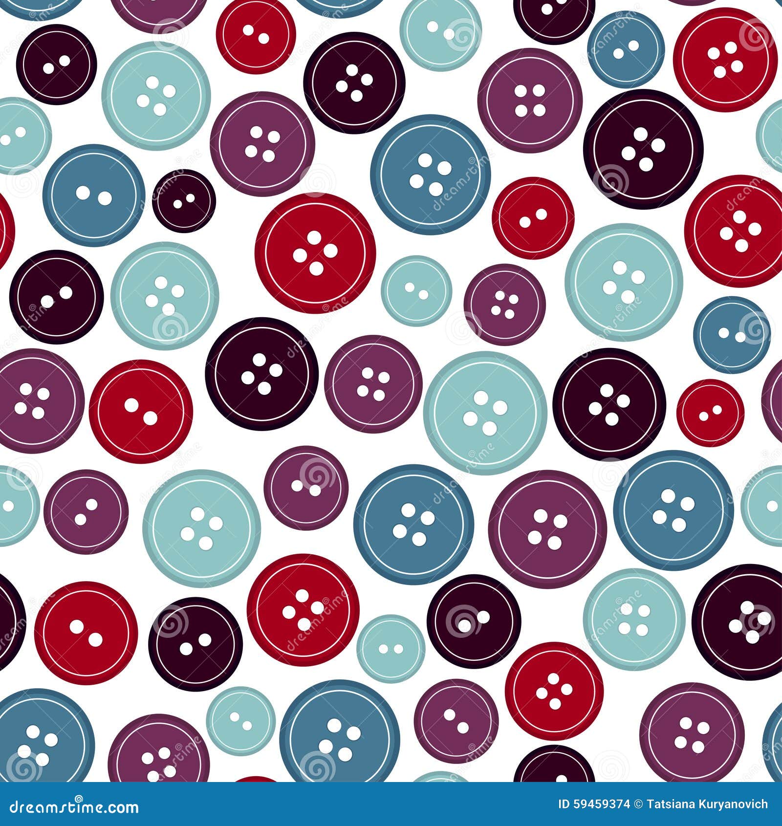Seamless Pattern with Sewing Buttons, Illustration Stock Vector