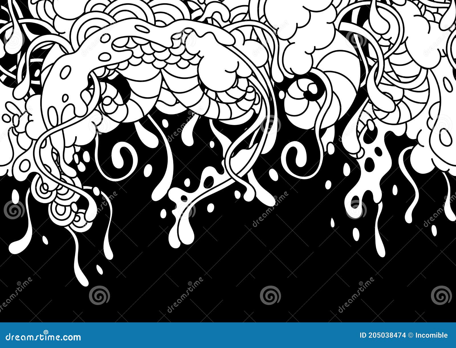 seamless pattern with slime and tentacles.