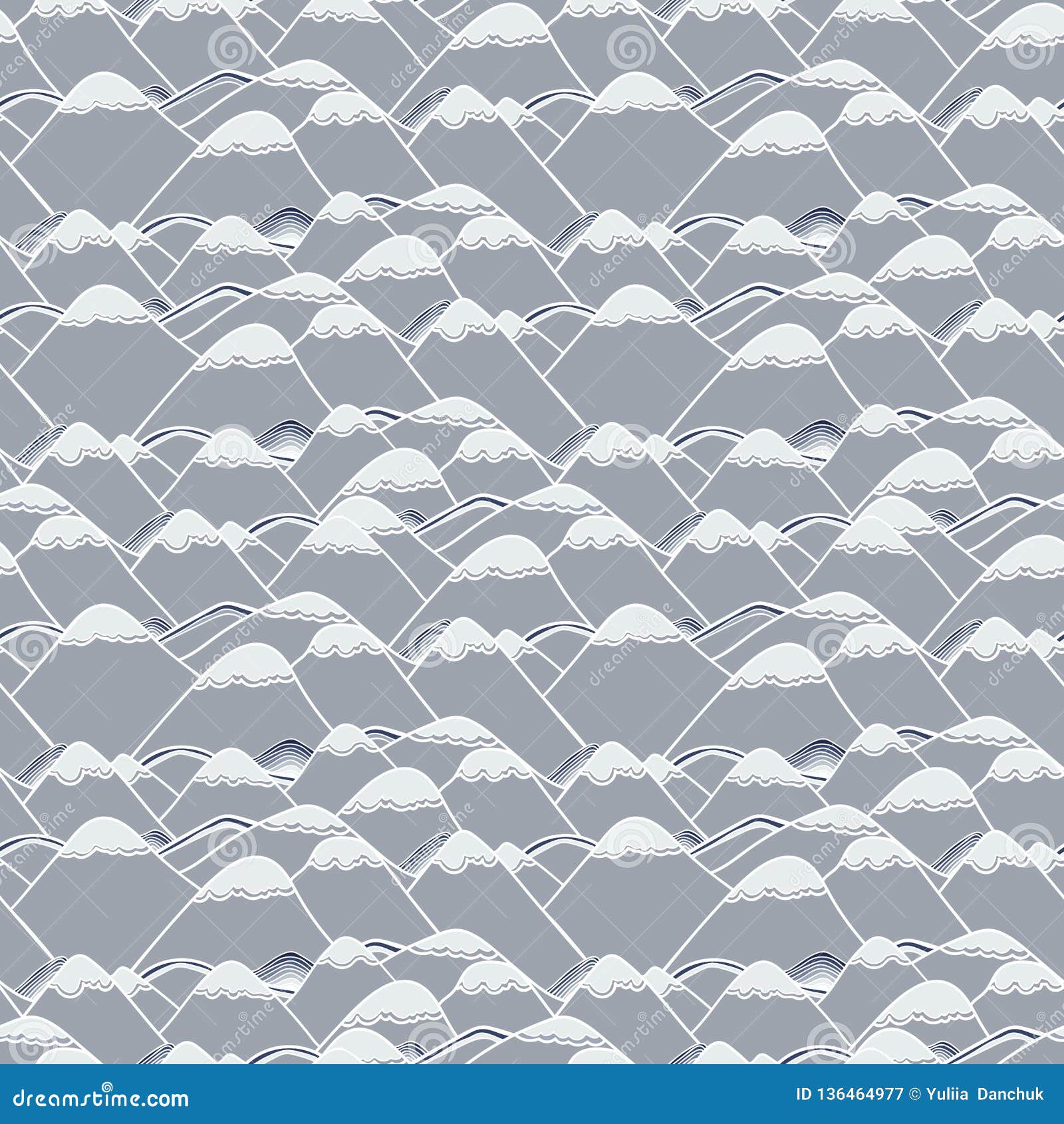 Seamless Pattern with Snowy Mountains Stock Illustration - Illustration ...