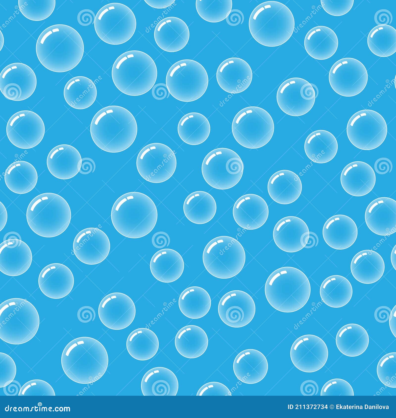 seamless pattern with soap bubbles. blue water. bright sea. cartoon style