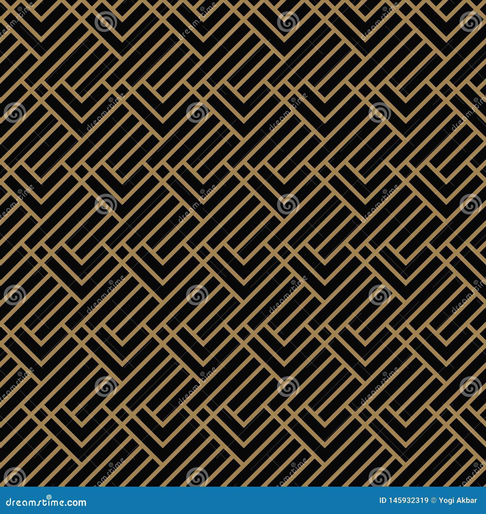 Seamless Pattern with Squares, Black Gold Diagonal Braided Striped ...