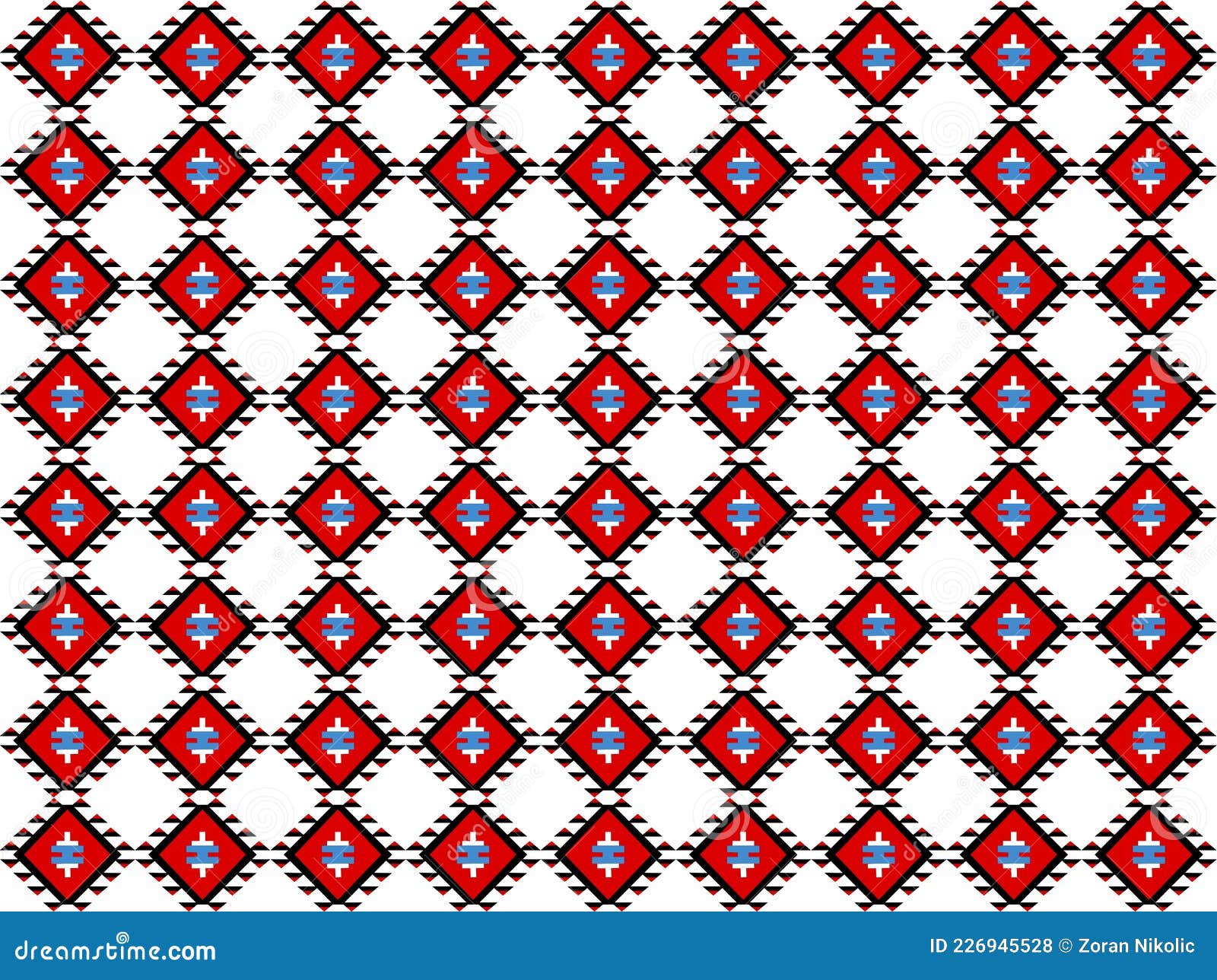seamless pattern with squares, serbian ornament,  on white background