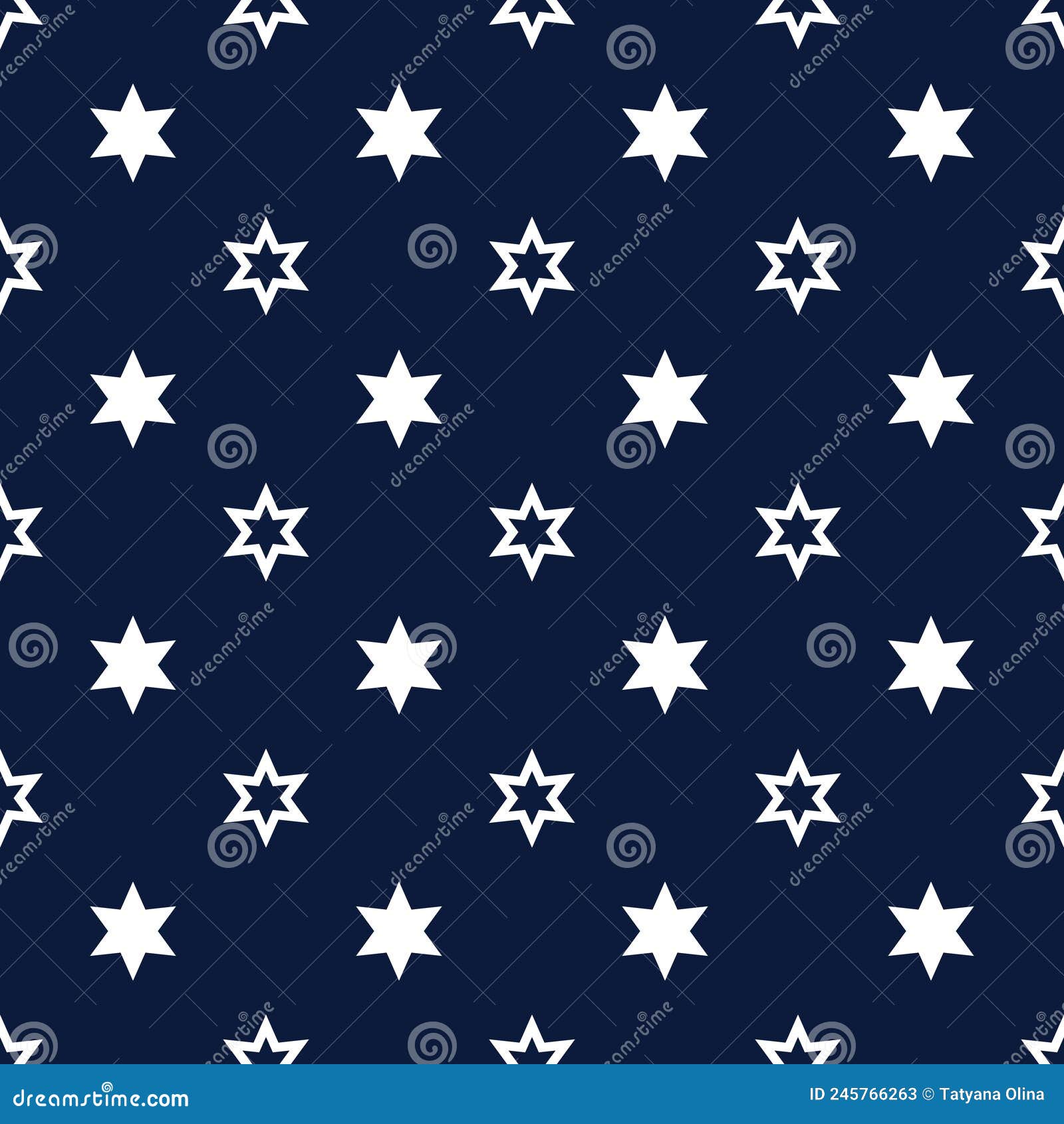 Pattern of White Stars on Blue Background Stock Vector Illustration