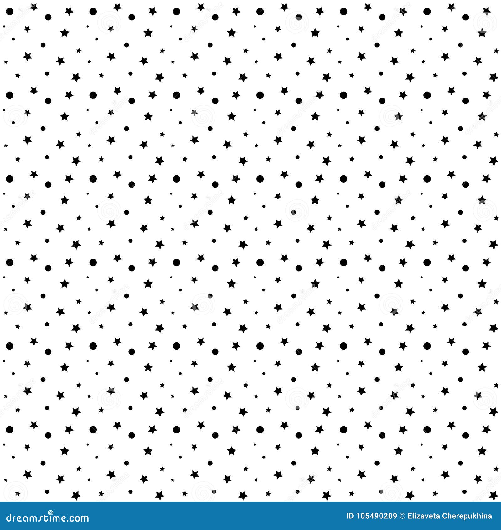 Seamless Pattern with Stars and Dots. Vector Texture for Wrapping Paper